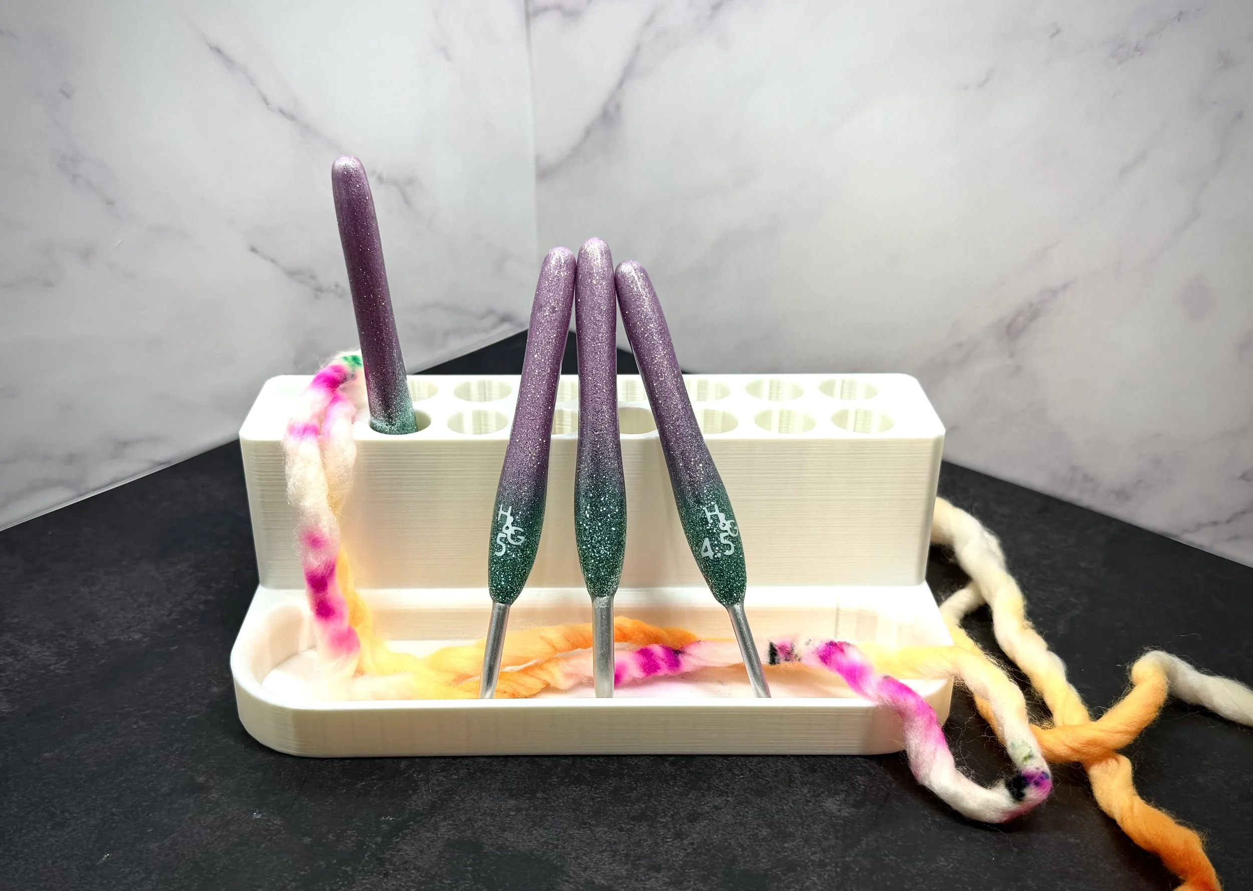 mint and purple clover glitter crochet hook.jpeg