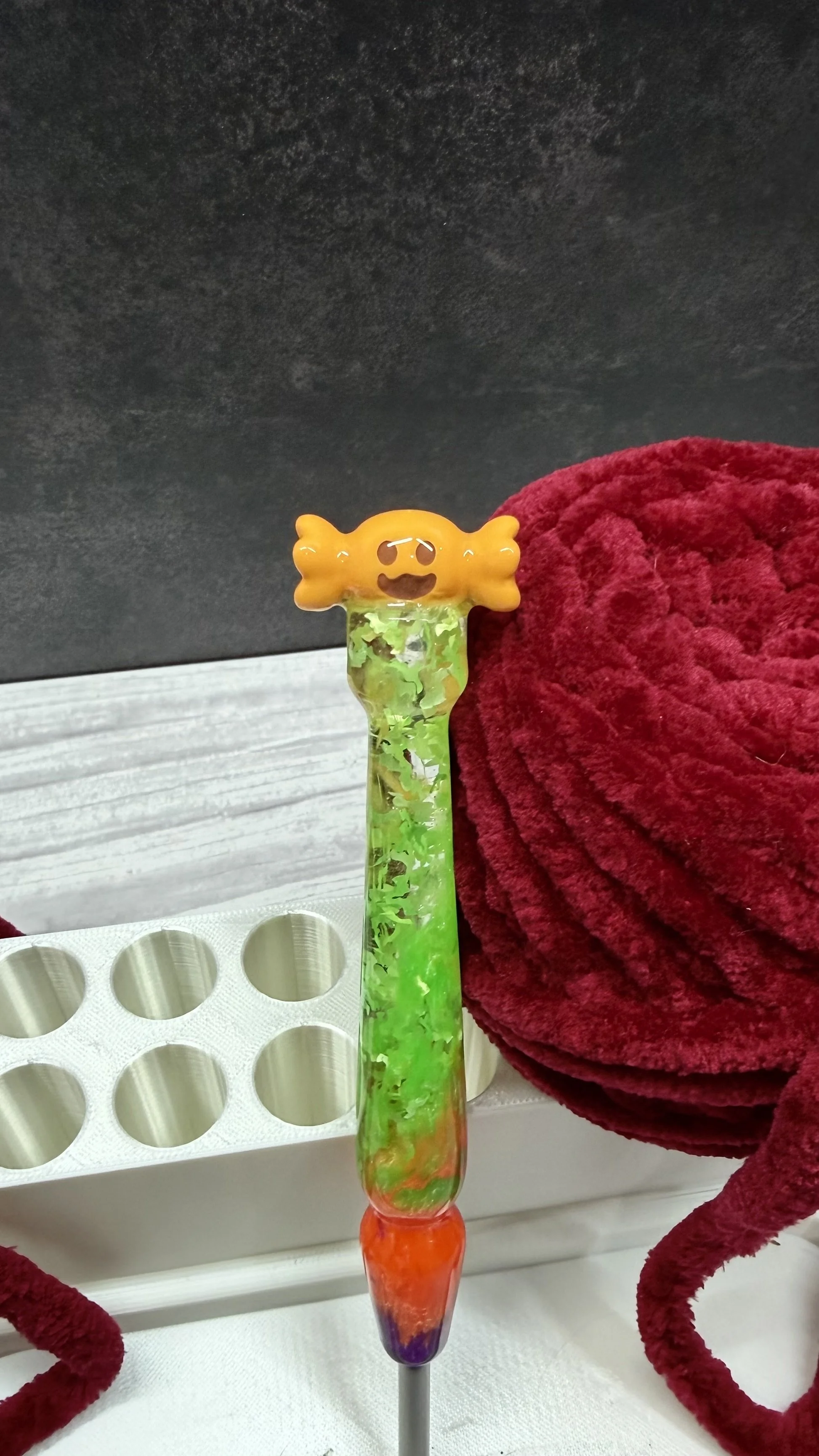orange candy wood handle halloween clover crochet hook.jpeg
