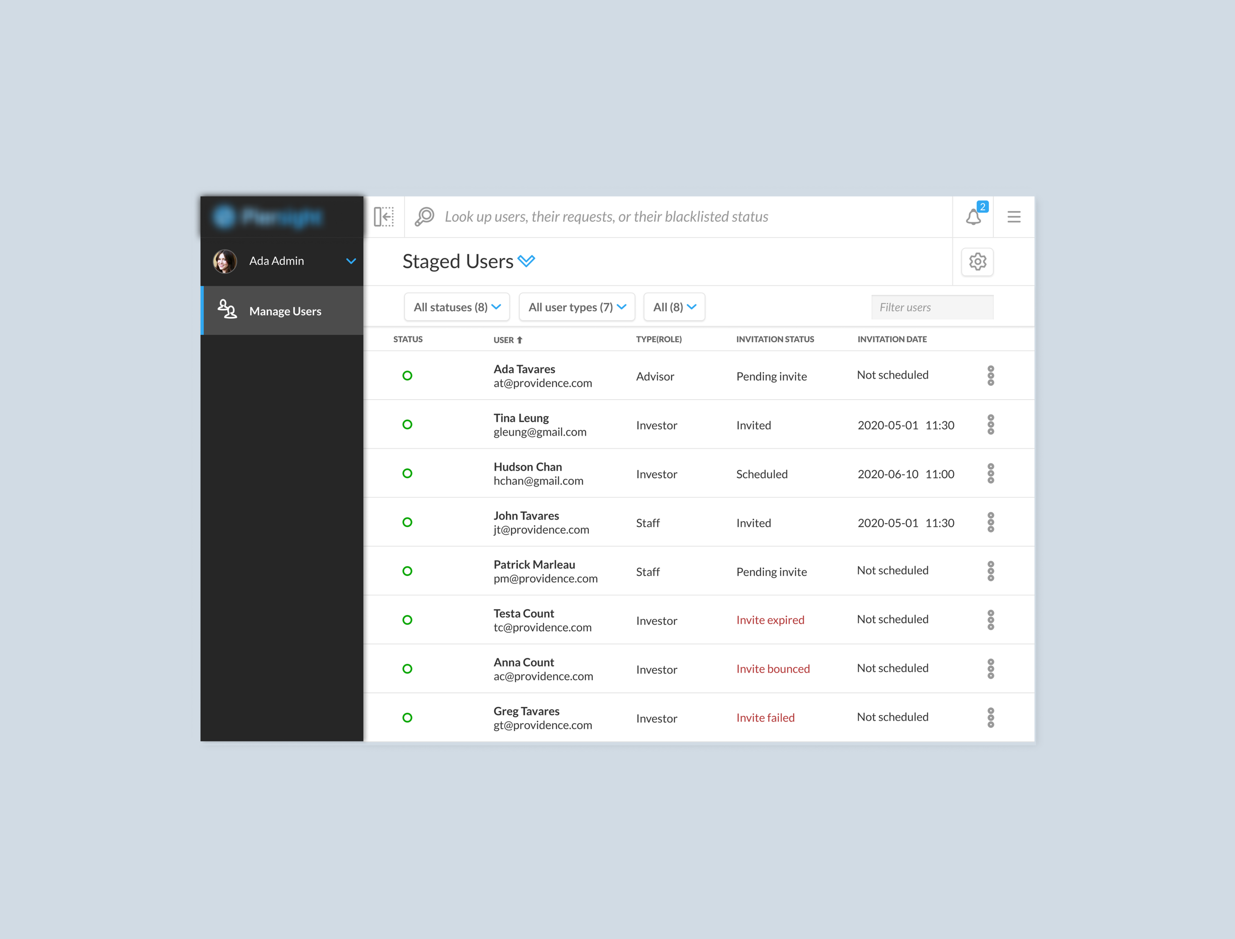 B2B Admin Panel - Staged User Management
