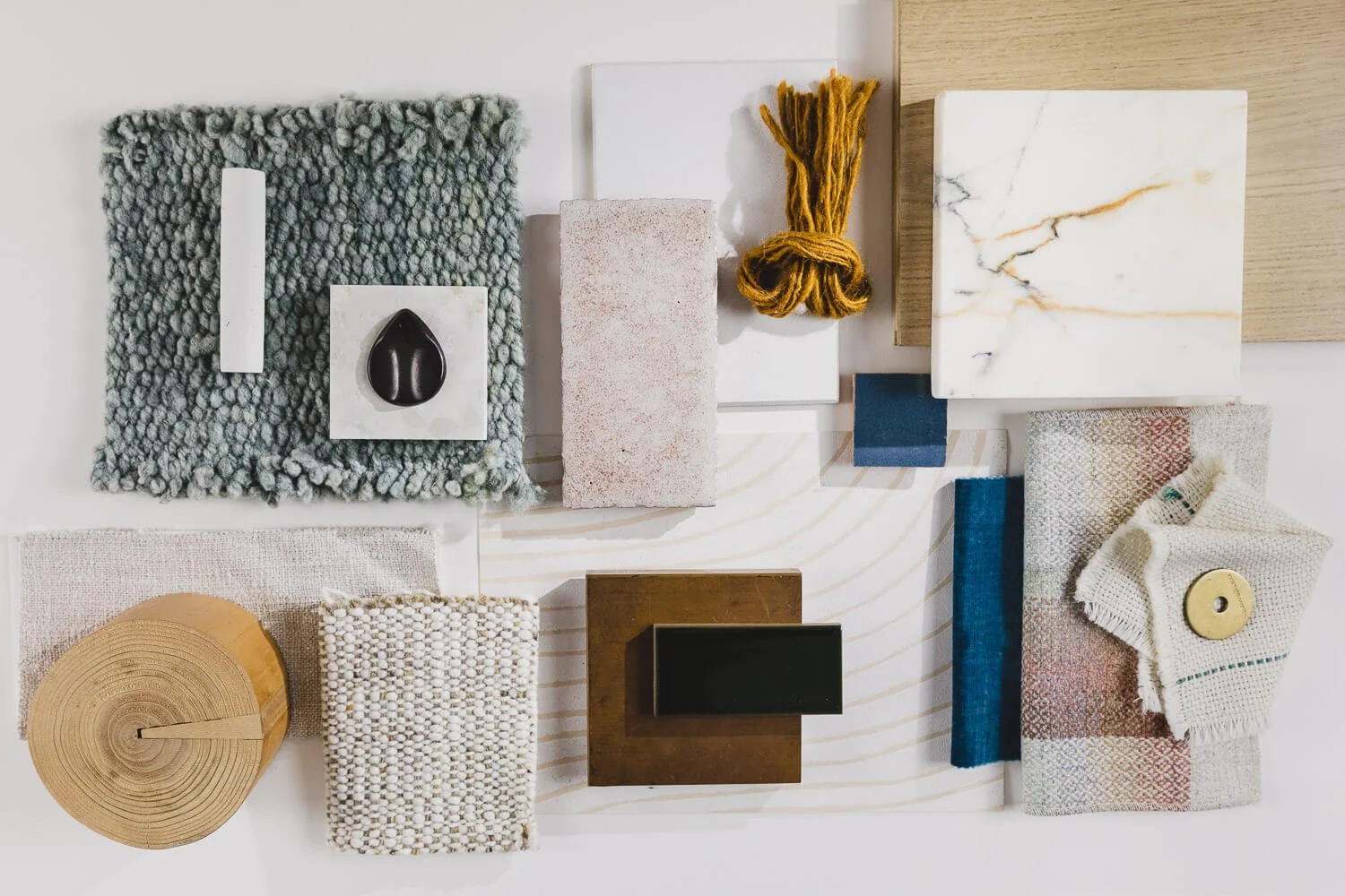 Flat lay of interior design materials, shot for Katie Martinez Design in San Francisco.