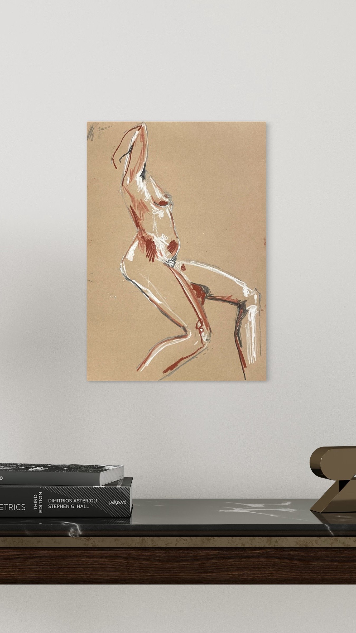 LIFE DRAWING STUDY RECLINED FIGURE INTERIOR ART