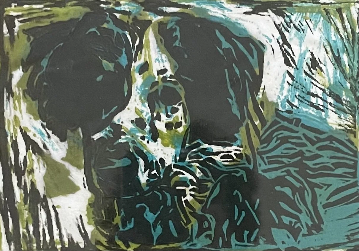 Sienna, 3 colors, 5" x 7", Linocut