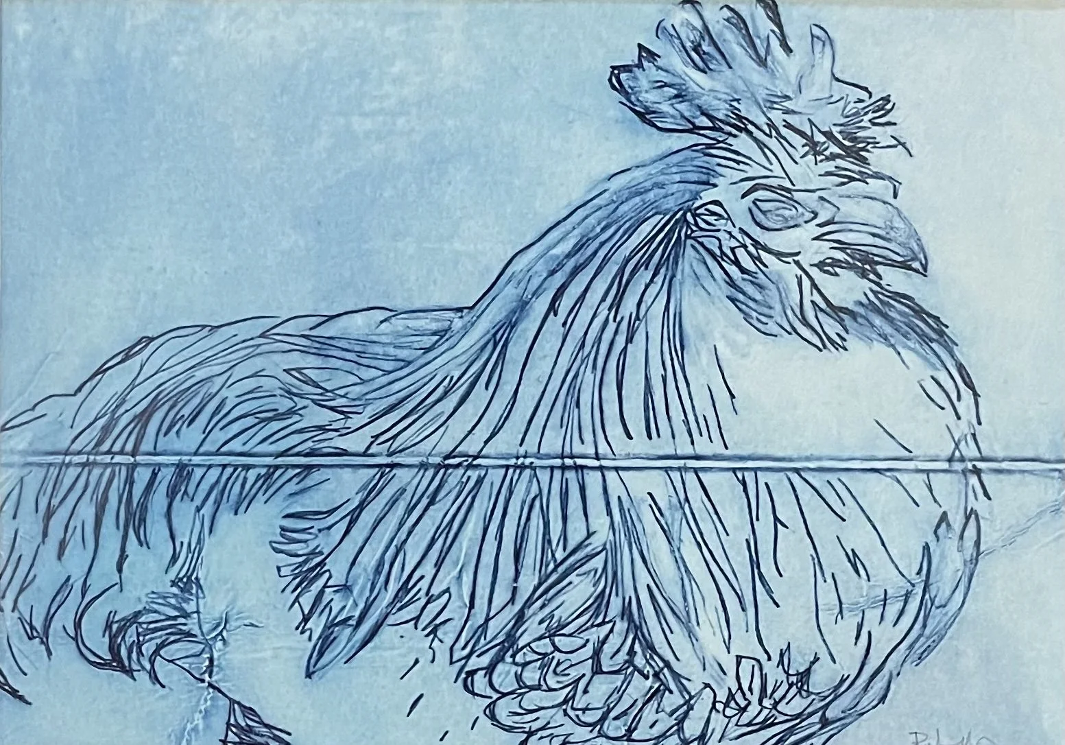 Black Onyx Rooster, 8" x 10", TetraPack etching