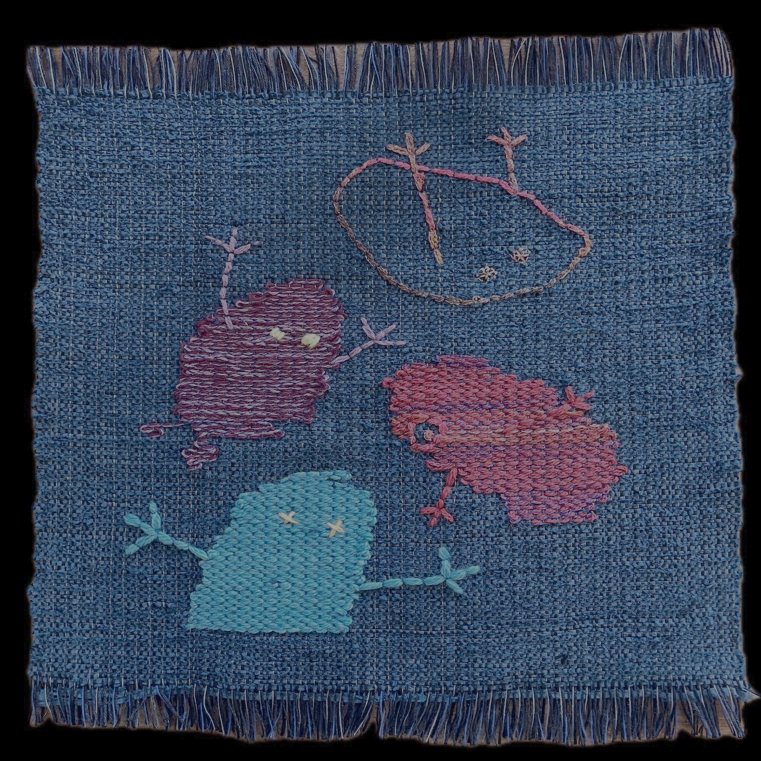 Monsters Under the Bed, 12" x12" weaving