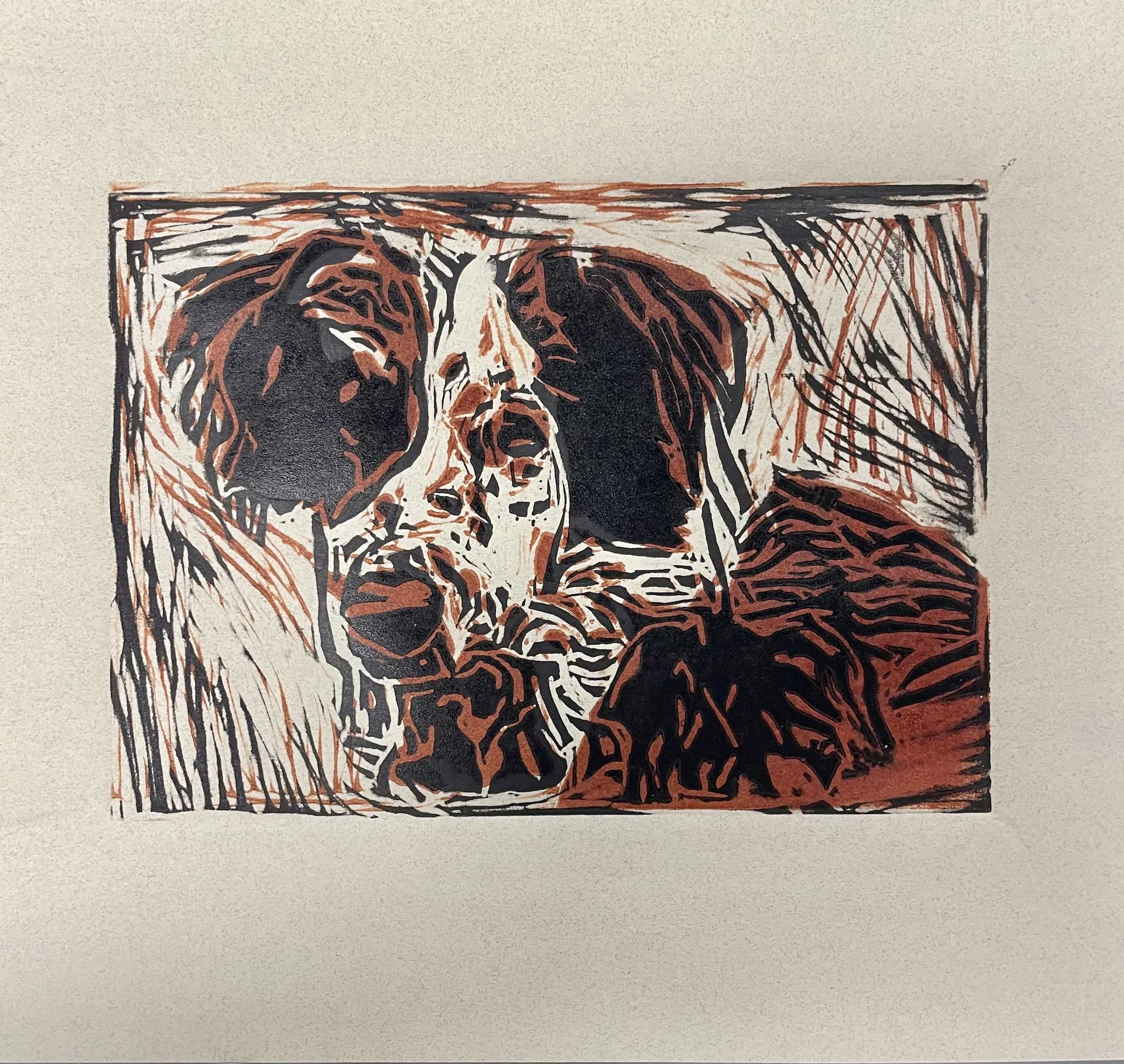 Sienna in 2 colors, 5" x 7", Linocuts