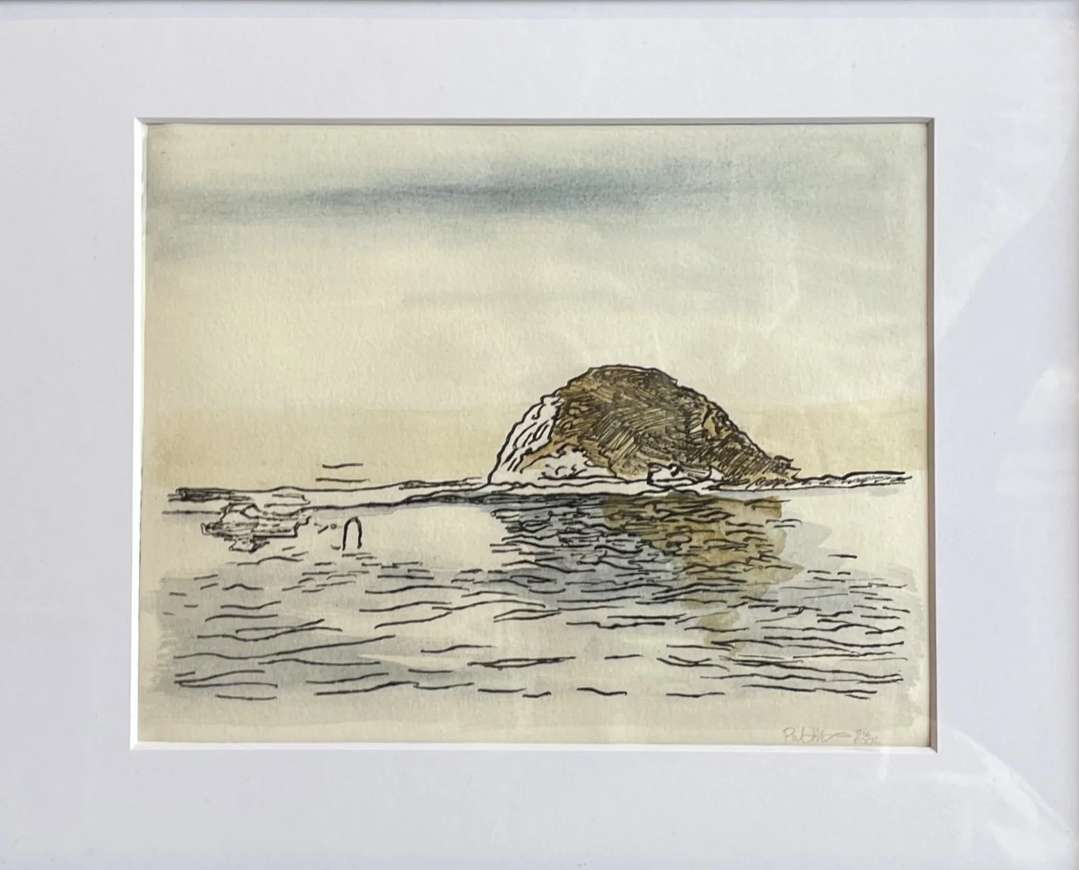 Morro Rock. 8 x 10" Drypoint etching with natural pigments.