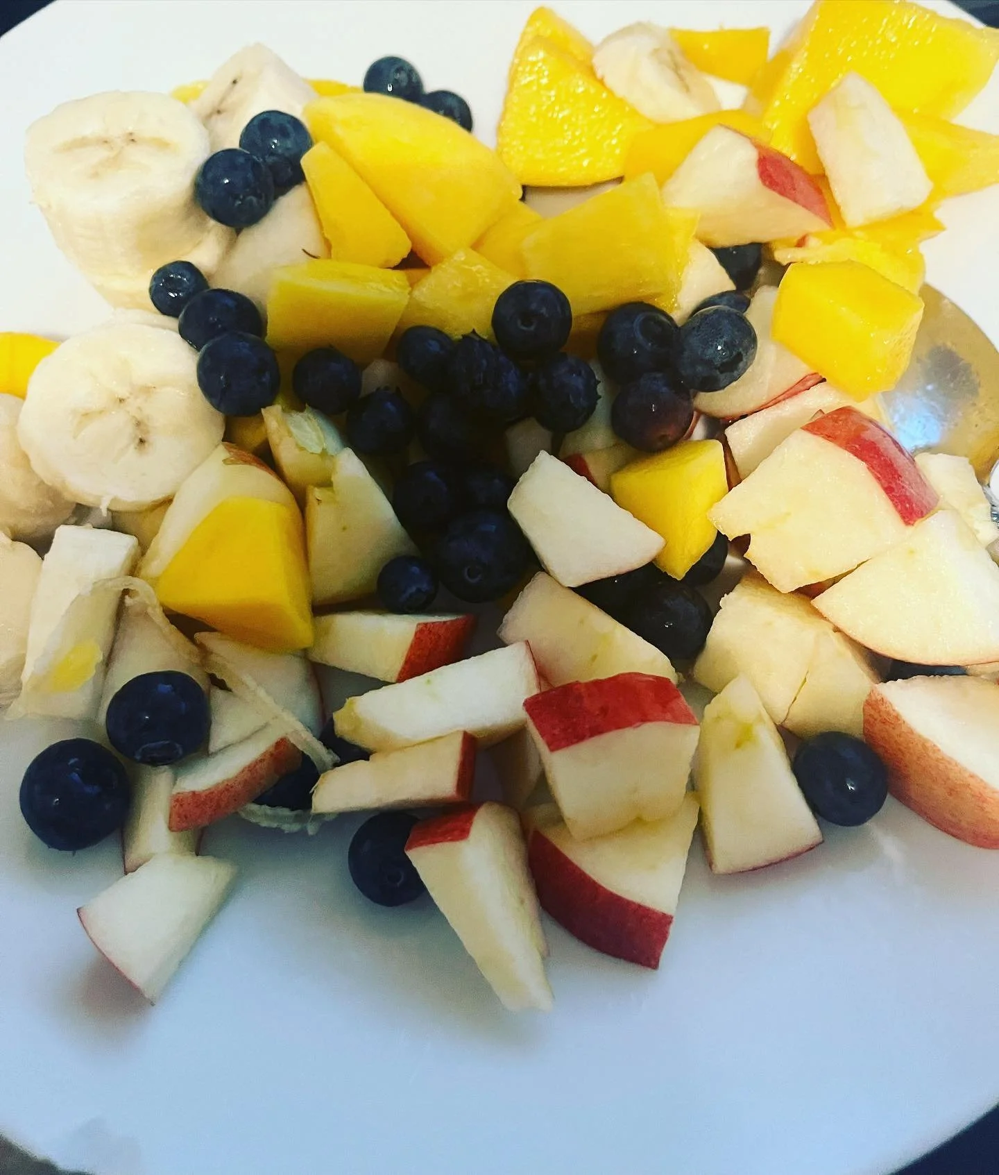 A fruit salad that contains natural and whole antioxidants, minerals and fibers... what is your favorite fruit combination? 
According to Ayurveda, fruits are to be eaten alone as they are easy to digest... fruit are not to be combined with milk as