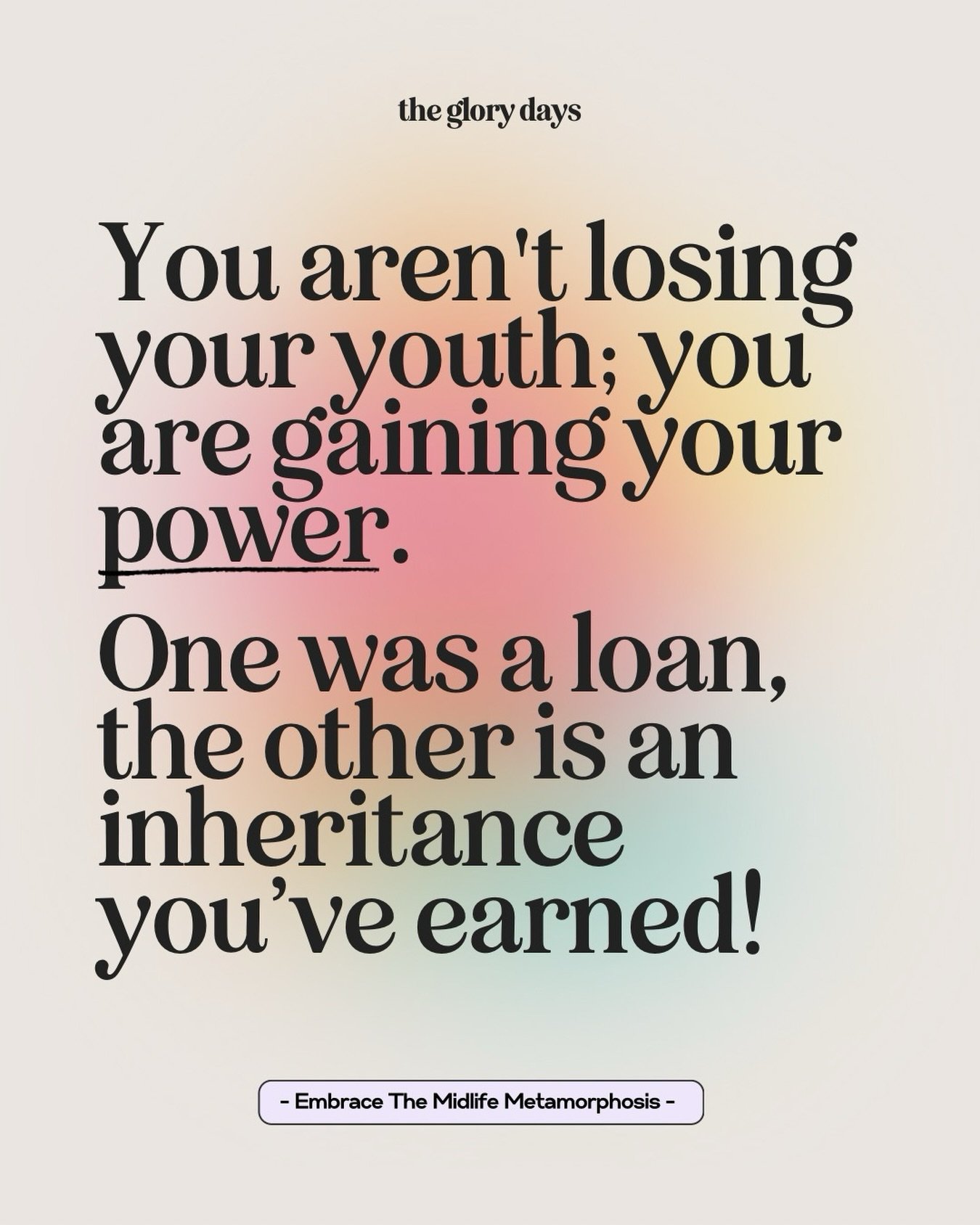 Stepping into midlife can feel confronting, on many levels. But know this:
&ldquo;You aren&rsquo;t losing your youth, you are gaining your power&rdquo;. 💥 An earned sense of self confidence and assurance decades in the making. Easier said than done 