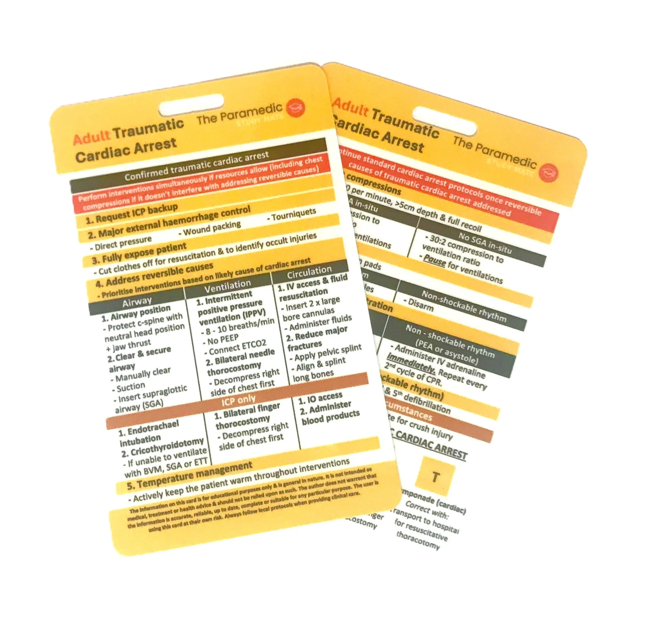 Australian Paramedic Traumatic Cardiac Arrest Reference Card