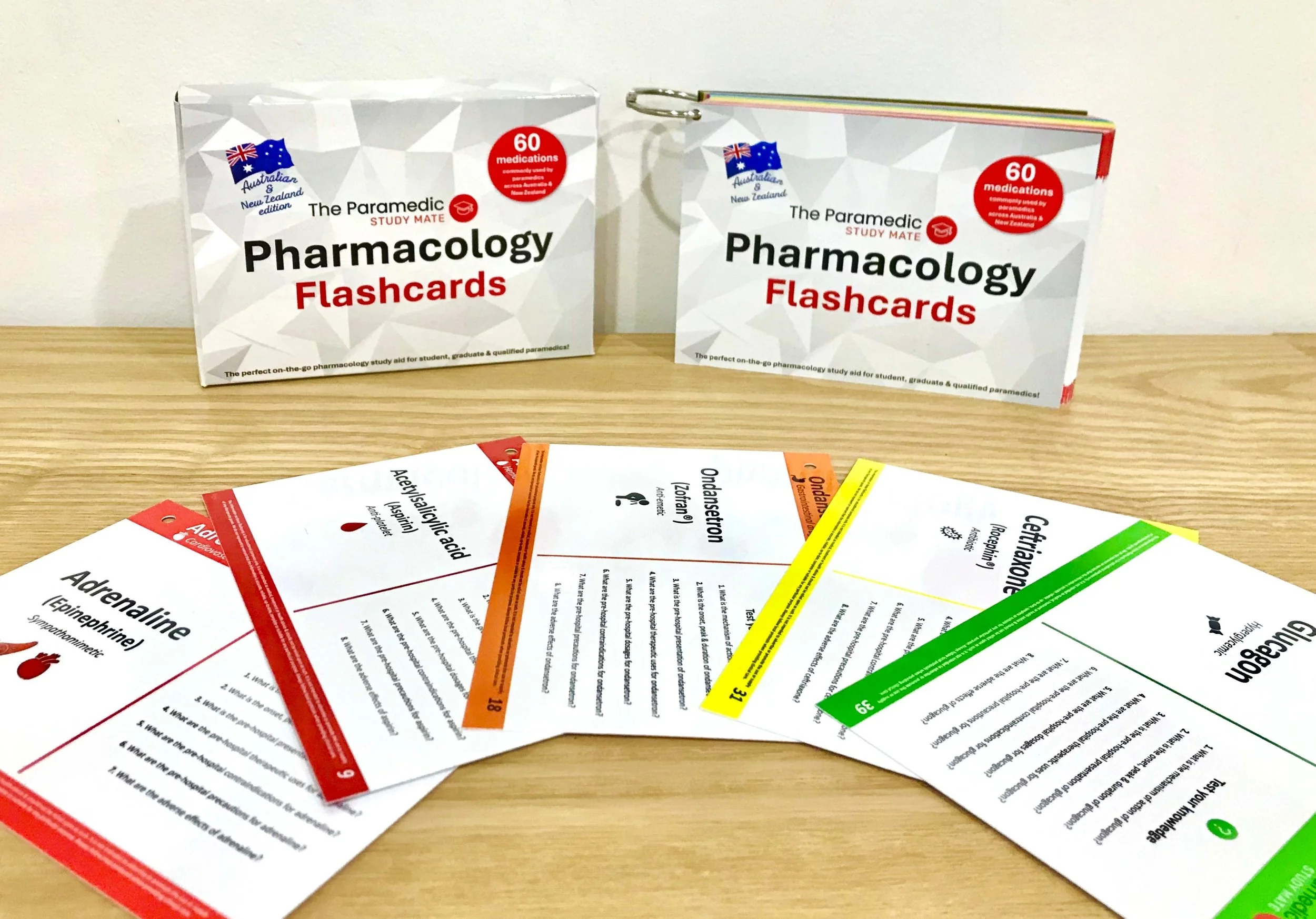 Australian & New Zealand Paramedic Quick Reference Pharmacology Flashcard Set (60 cards) - Covers All States & Territories