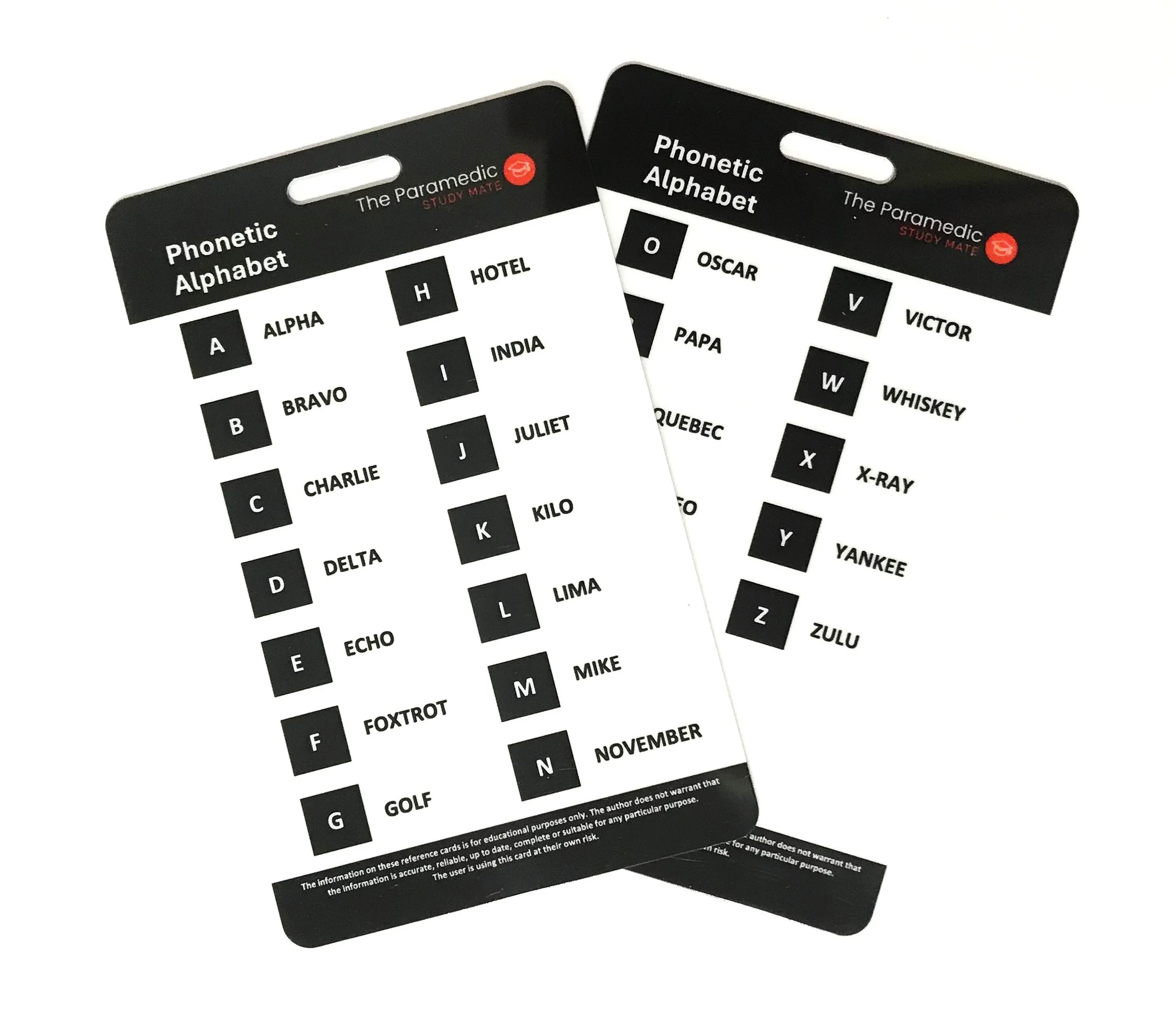 Australian & New Zealand Paramedic Phonetic Alphabet Reference Card