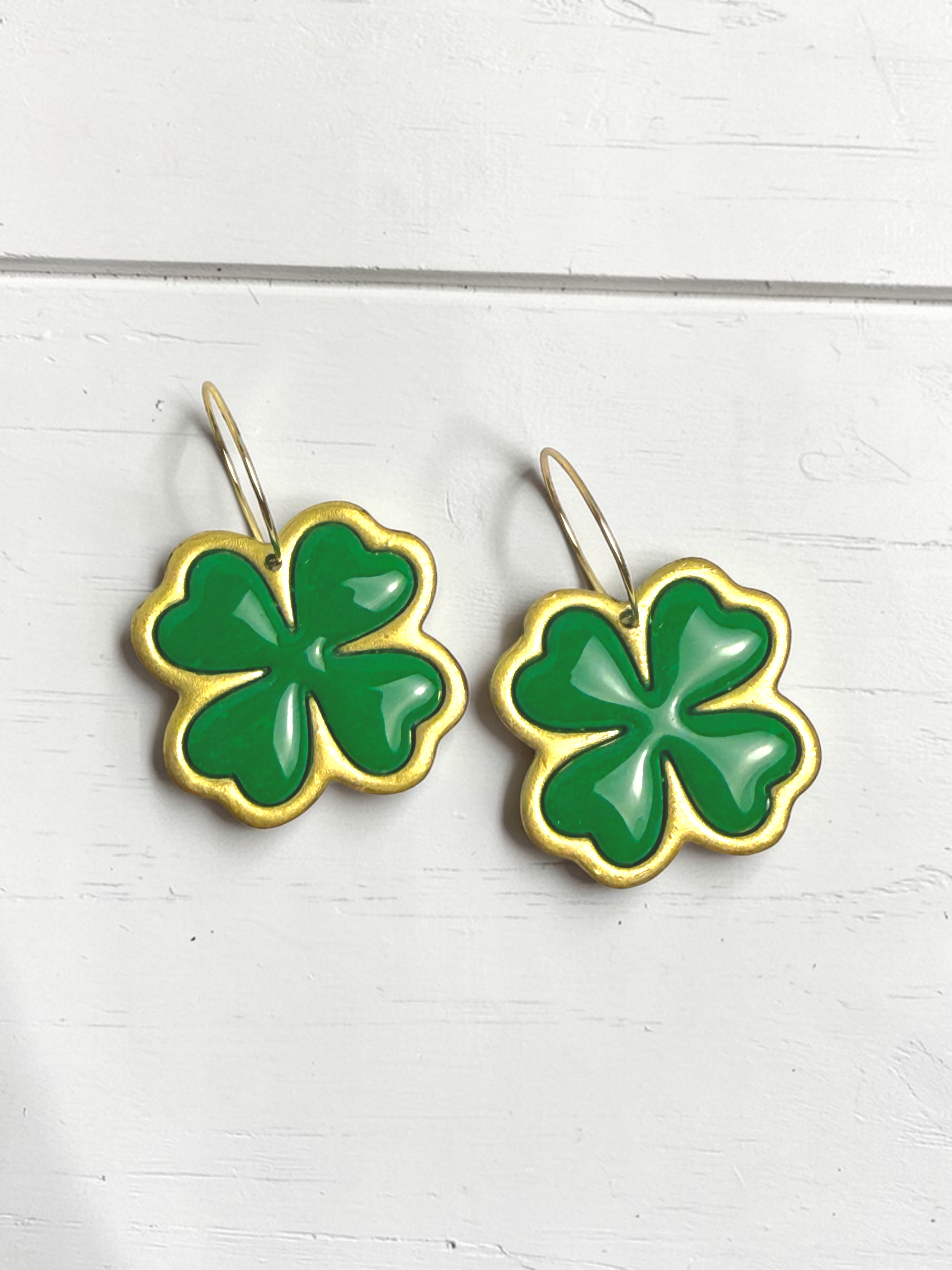 Large Four-Leaf Clover Hoop Earrings