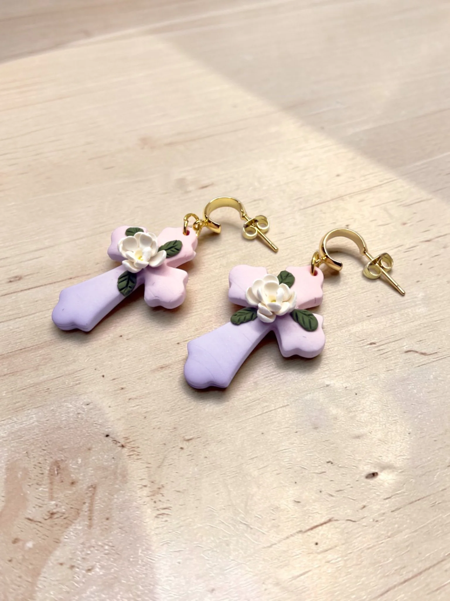 Ombre Floral Cross Dangles