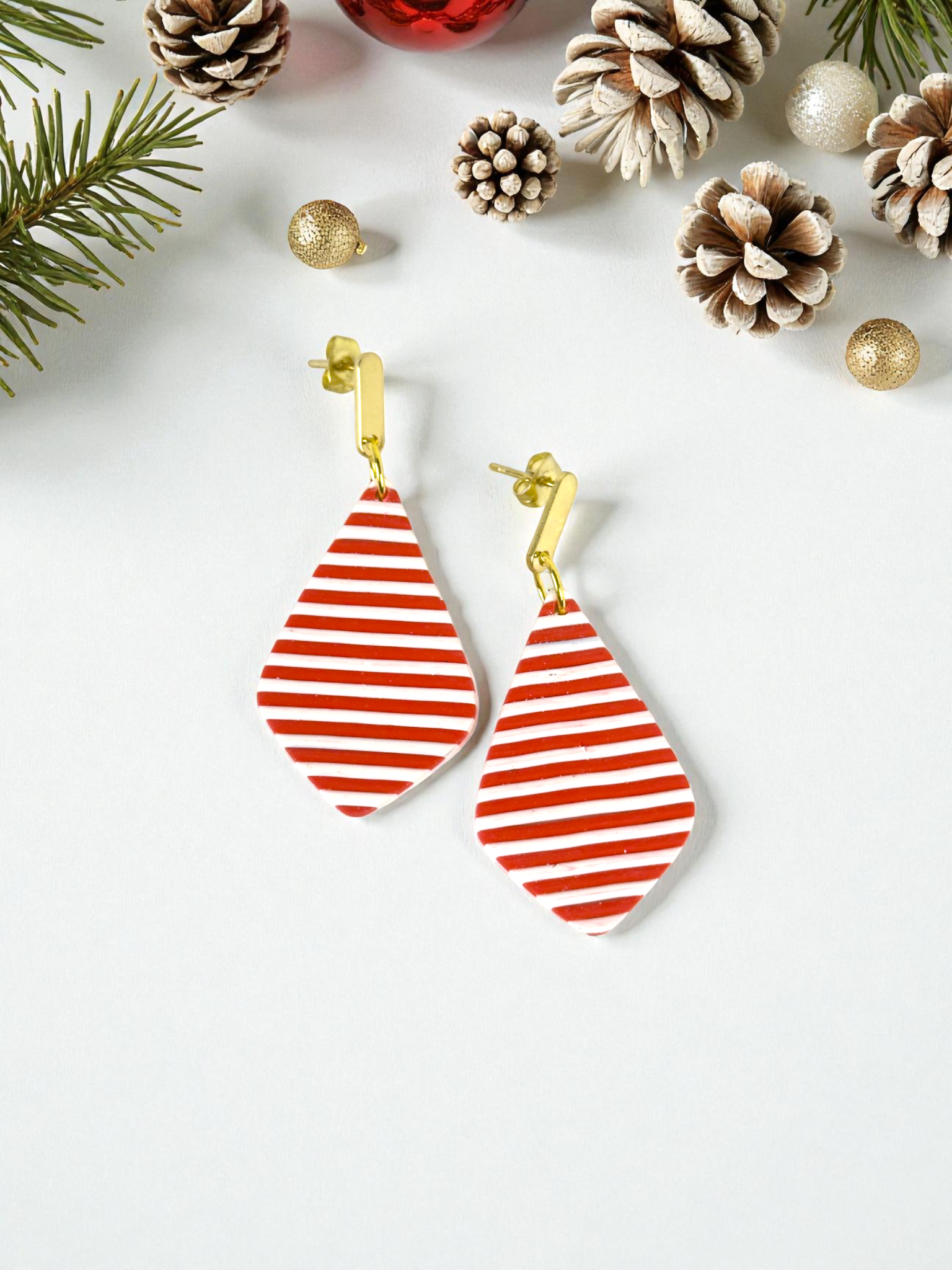 Red and White Striped Dangles