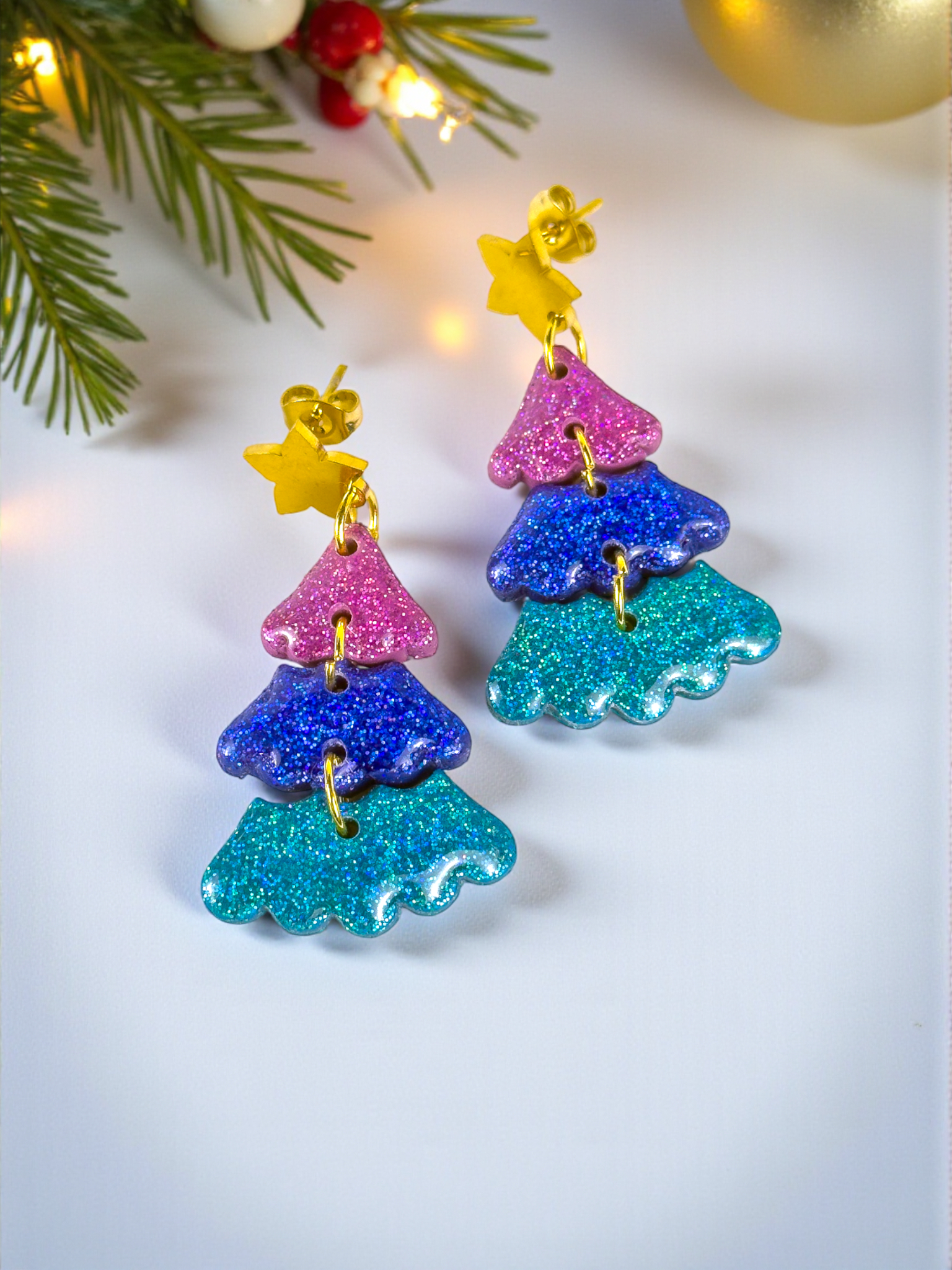 Glitter Christmas Tree Dangles
