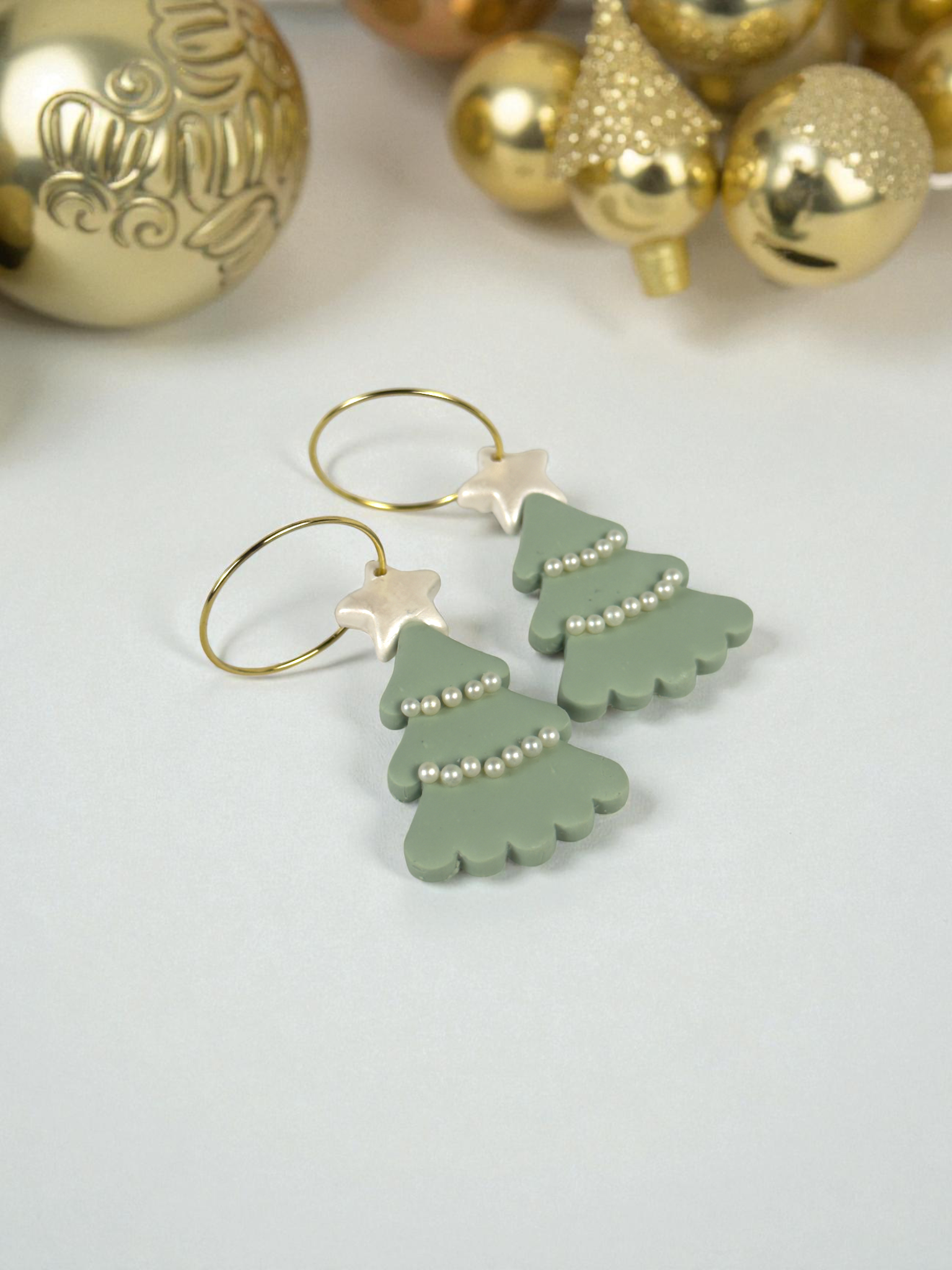 Elegant Sage Green Christmas Tree Dangles