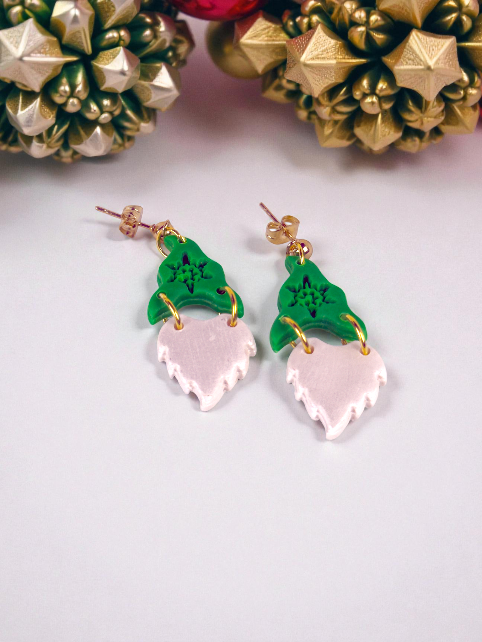 Gnome Hat and Beard Dangles - Green