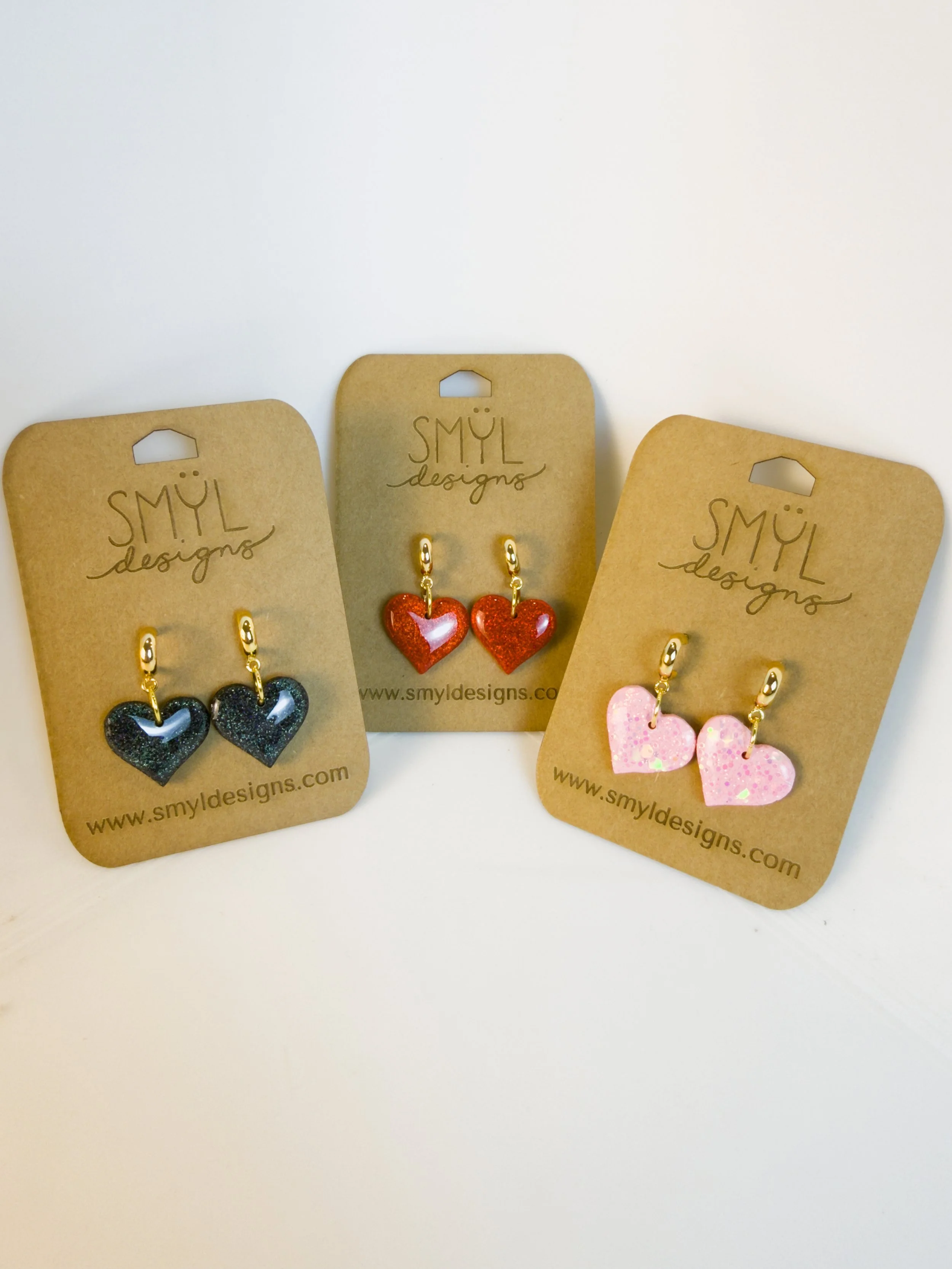 Glitter Heart Huggie Dangles