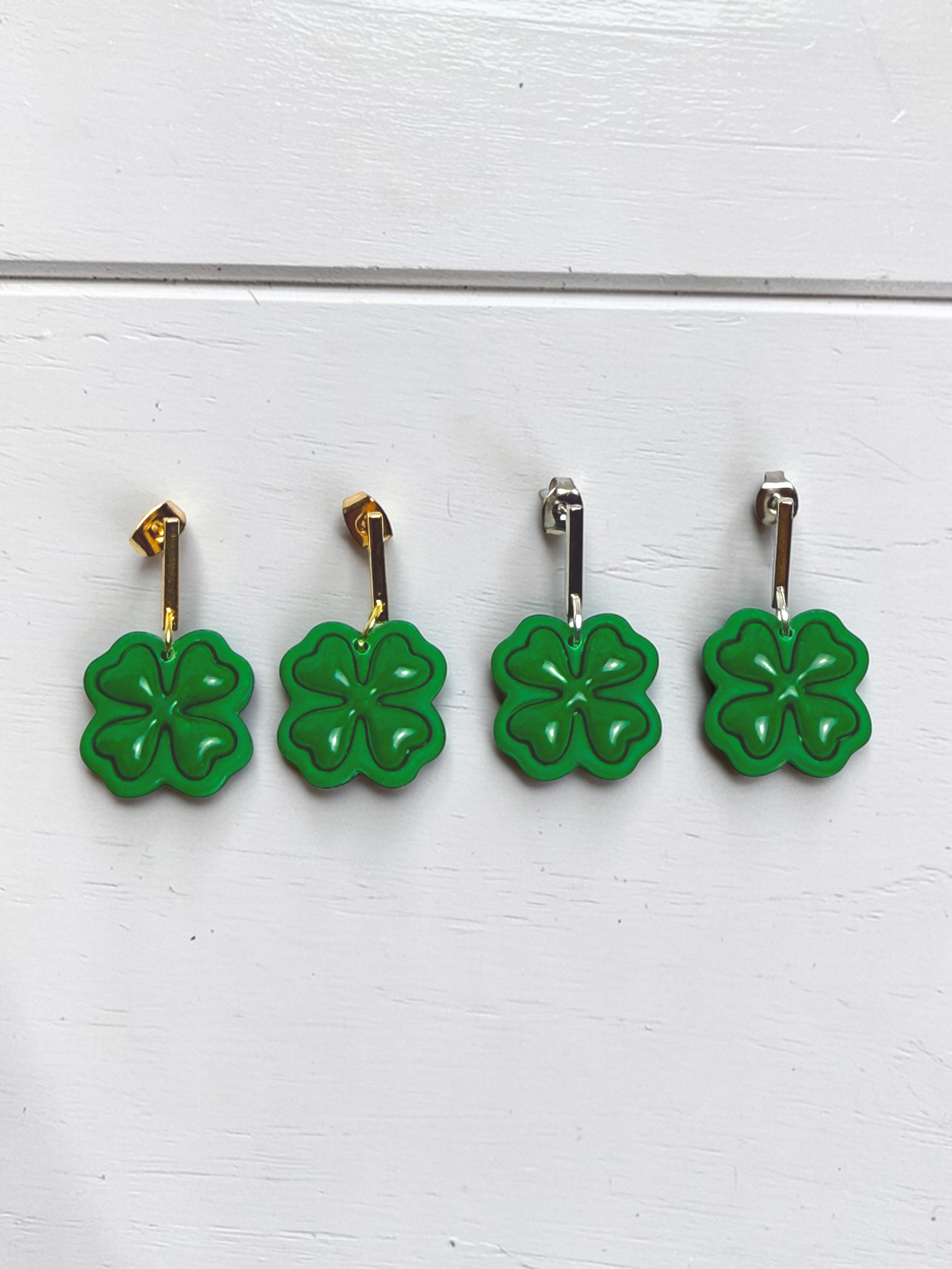 Small Four-Leaf Clover Dangle Earrings