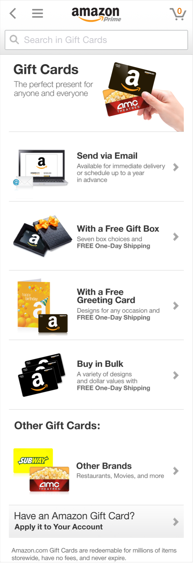 Phone - New Landing Page for Amazon Gift Cards
