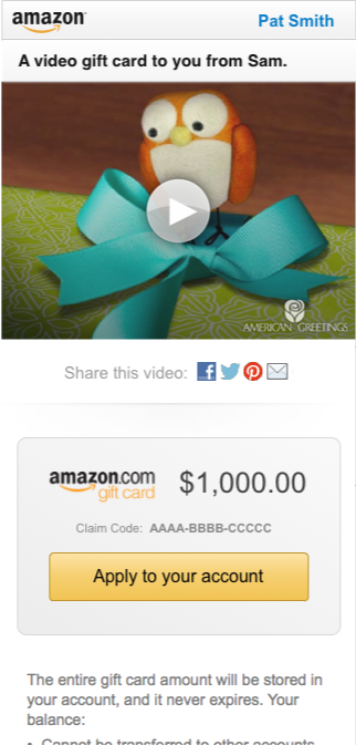 Phone - View a Video Amazon Gift Card on Mobile