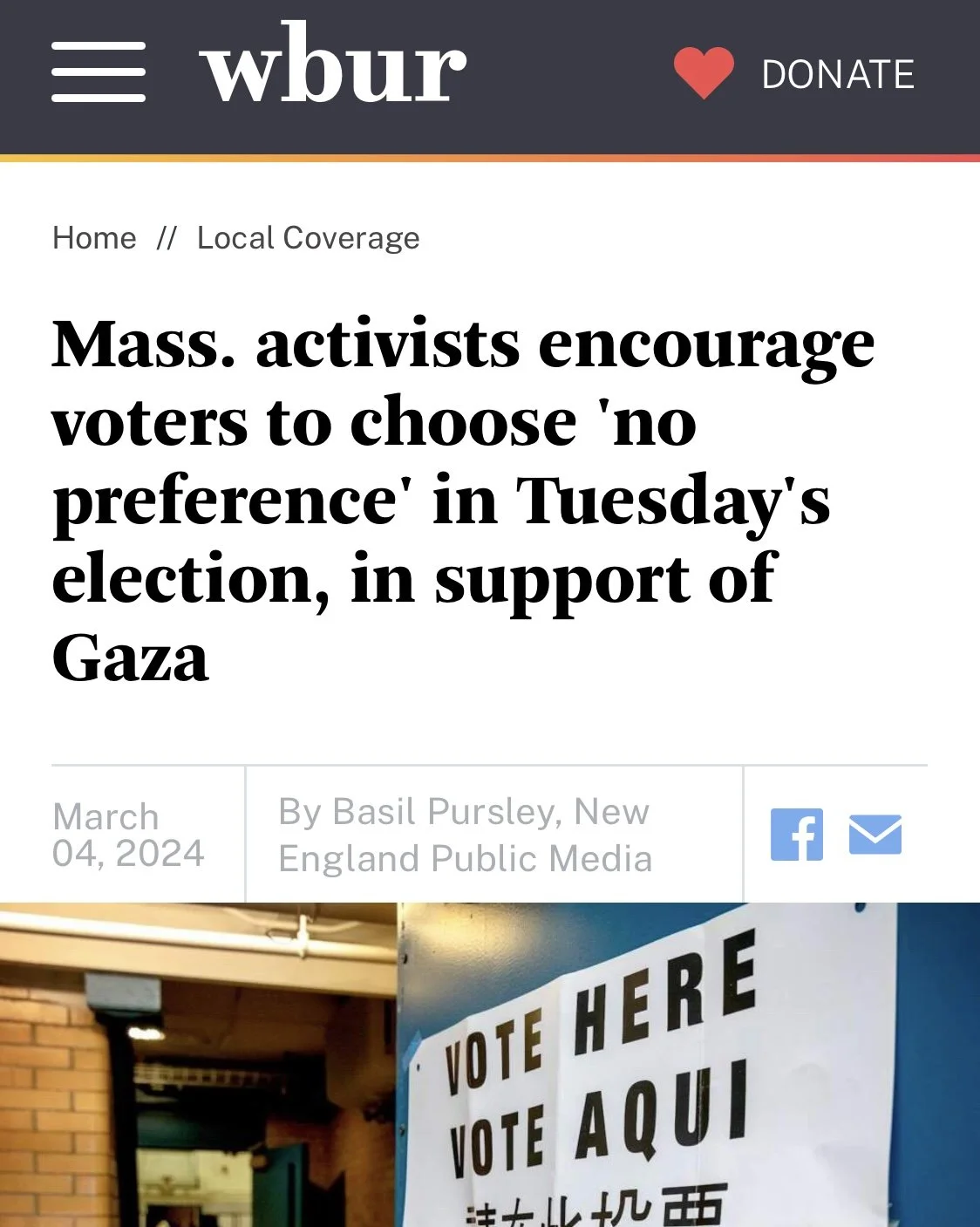 WGBH: Mass. group wants Democrats to vote ‘No Preference’ to support a ceasefire in Gaza