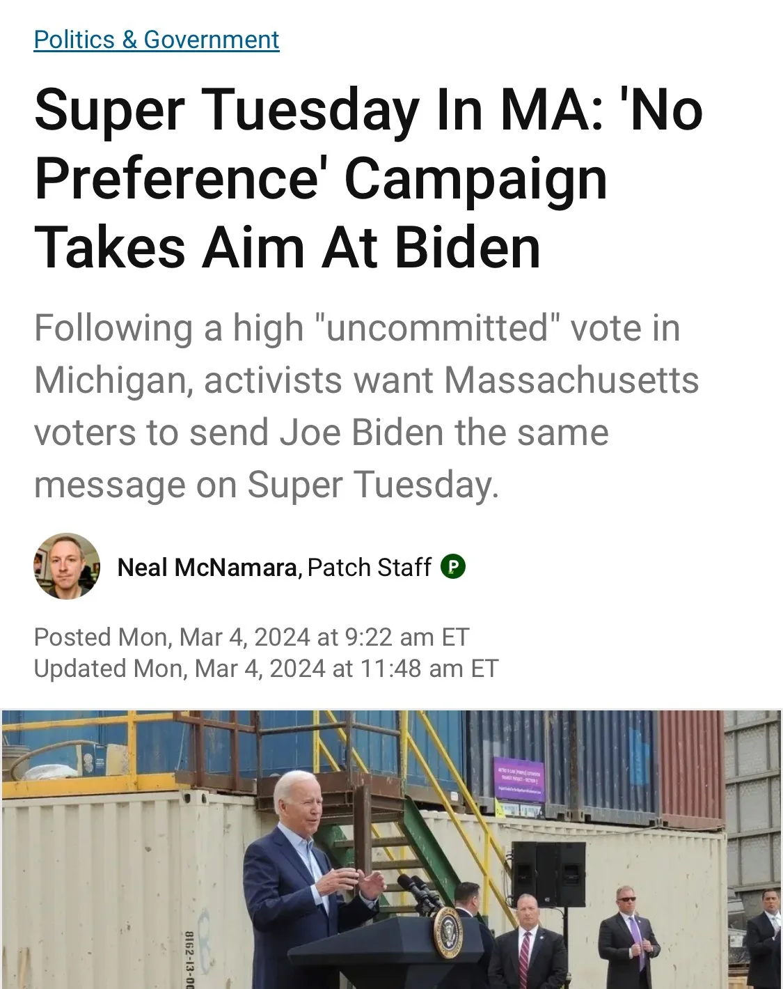 Super Tuesday In MA: 'No Preference' Campaign Takes Aim At Biden 