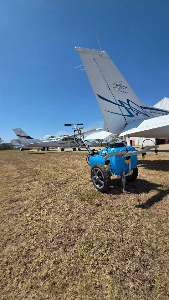 Bindi duty at the airport today—keeping the weeds in check and soaking up the view while I’m at it. ✈️🌱 #Townsville #MasterYards #WeedControl”