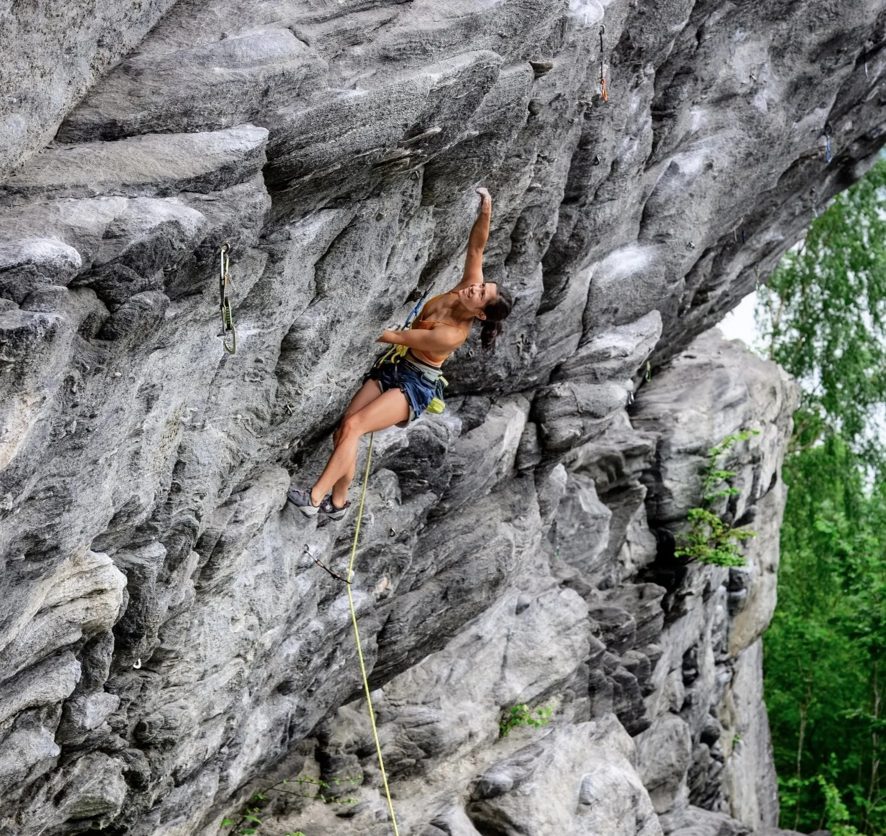 Anna Zhang climbing at Beachen, Stryn, Norway