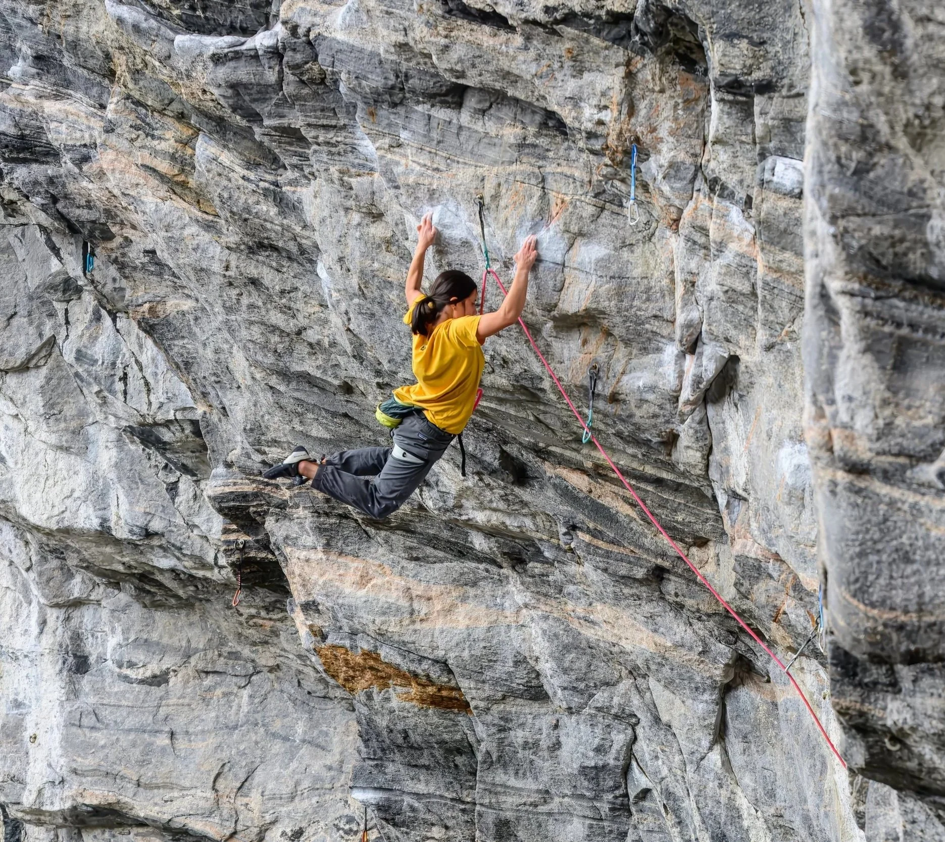 Anna Zhang climbing Flaggermusmannen (8a) at Flatanger, Norway