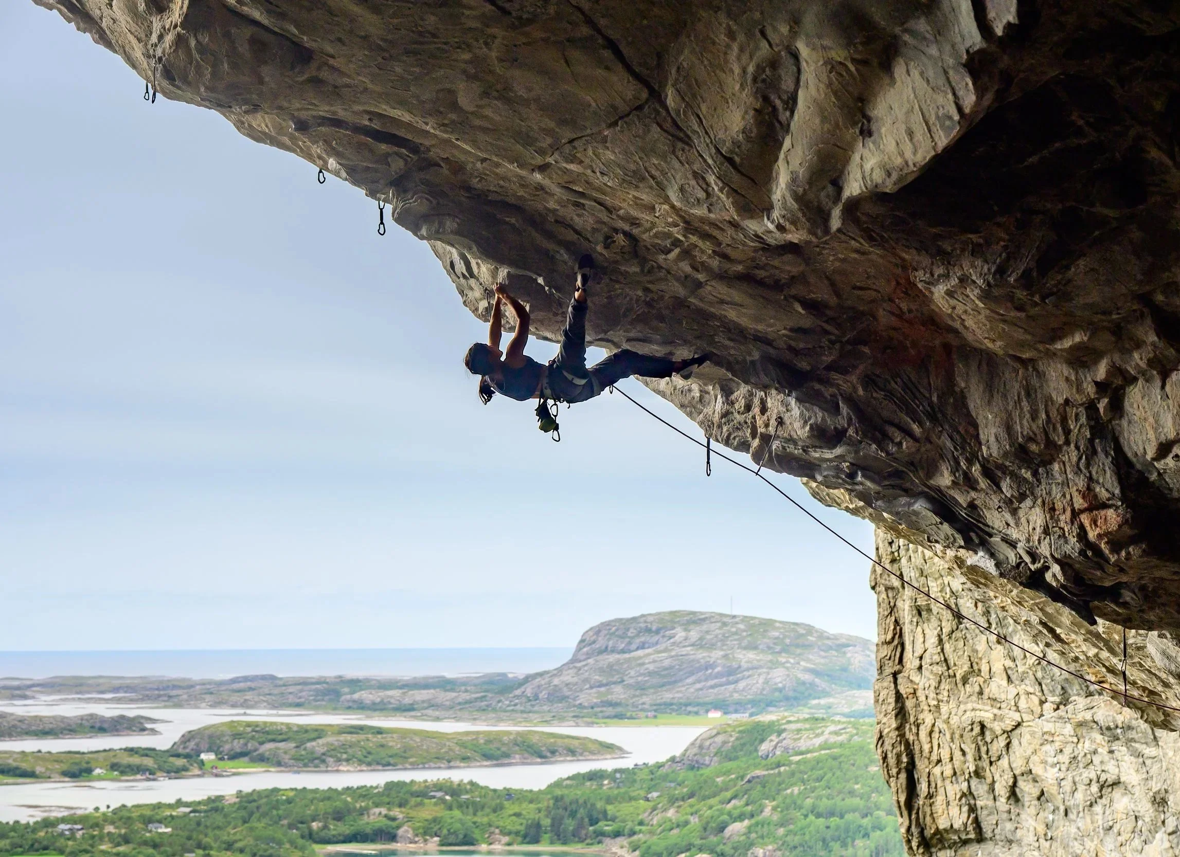 Anna Zhang climbing Nordic Flower (8b+) at Flatanger, Norway