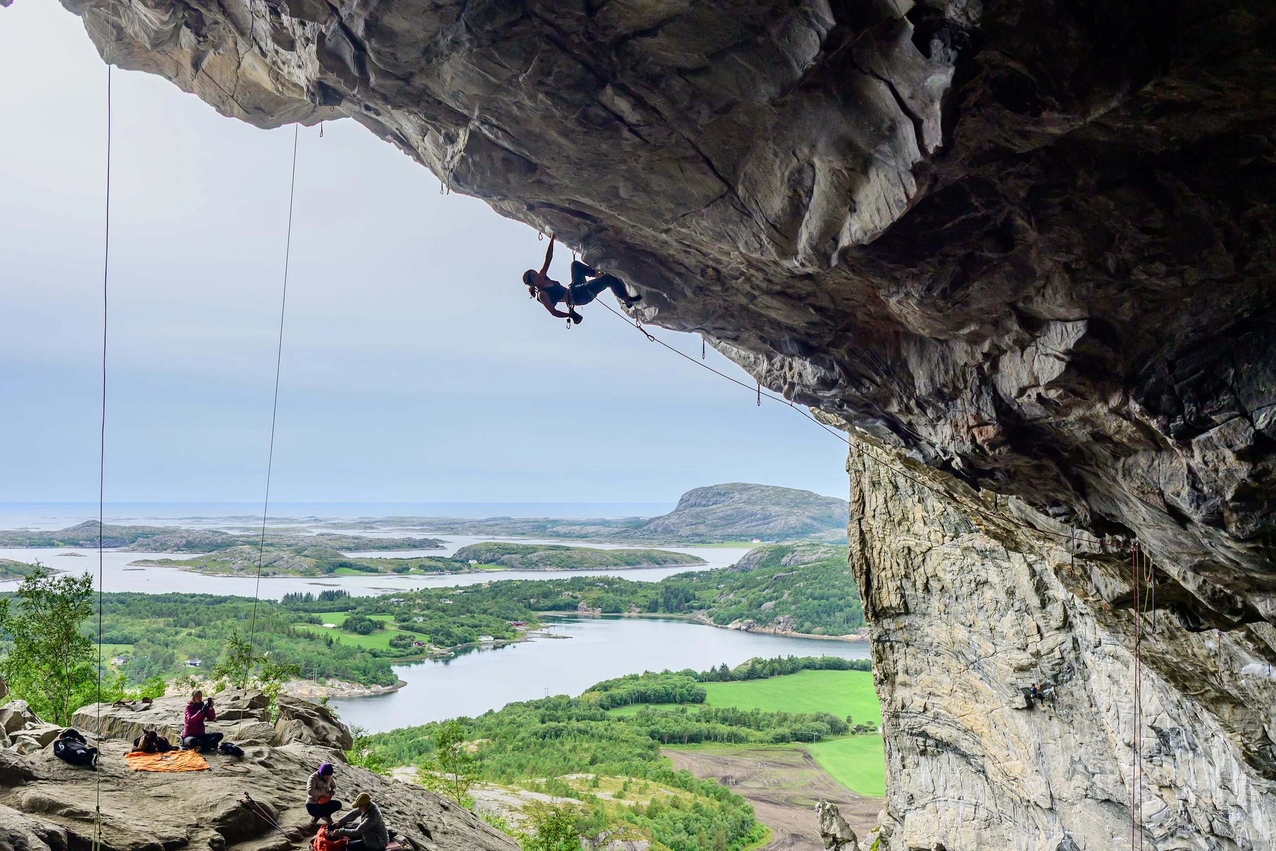 Anna Zhang climbing Nordic Flower (8b+) at Flatanger, Norway