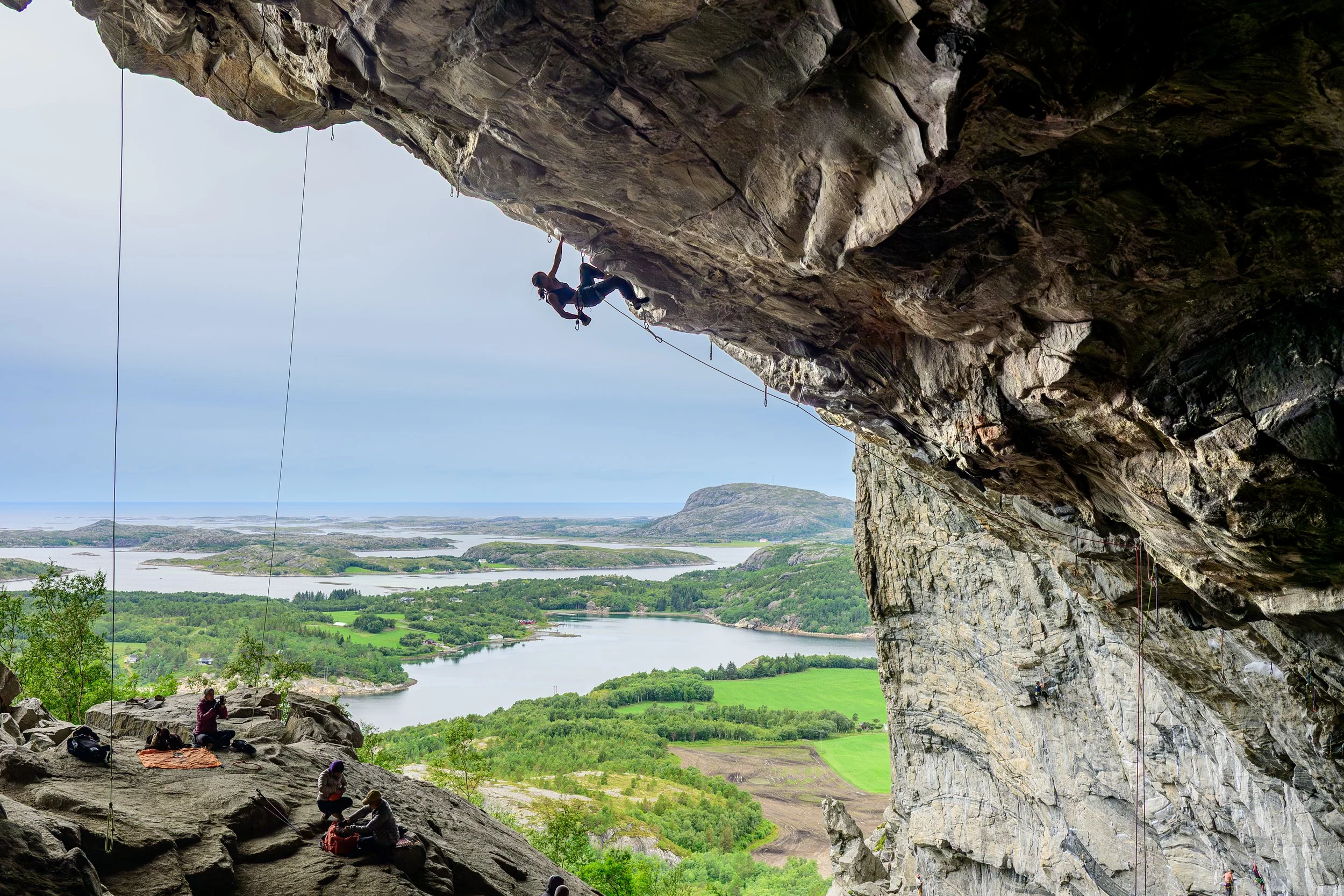 Anna Zhang climbing Nordic Flower (8b+) at Flatanger, Norway