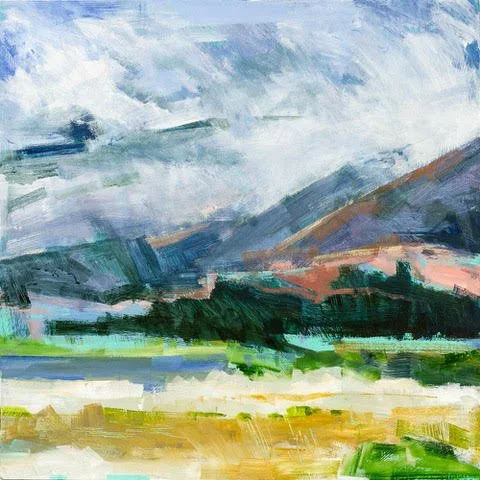 Cloudy Hills & Fields 60 x 60cm Acrylic on board