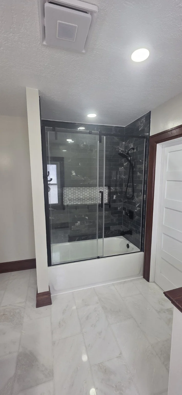 Bathroom renovation with tiled shower