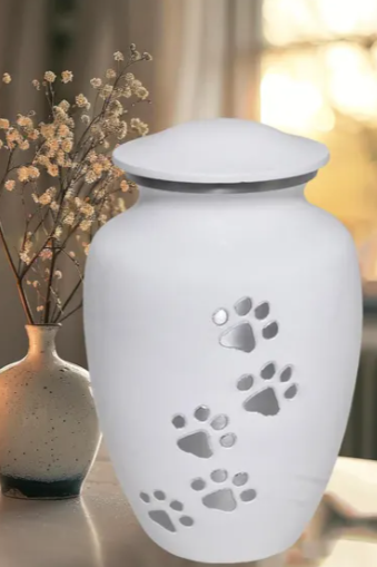 White Paw Print Keepsake Urn