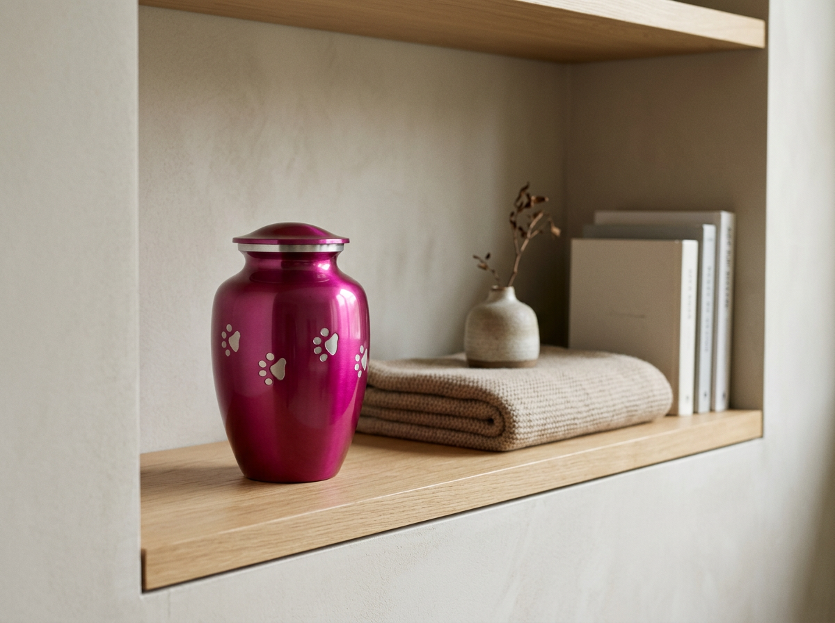 Pink Urn with Silver Paw Prints