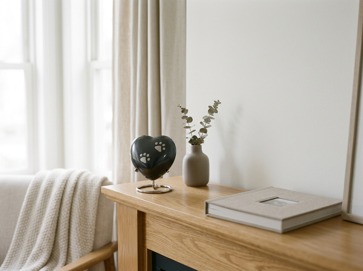 Grey Heart Paw Print Urn