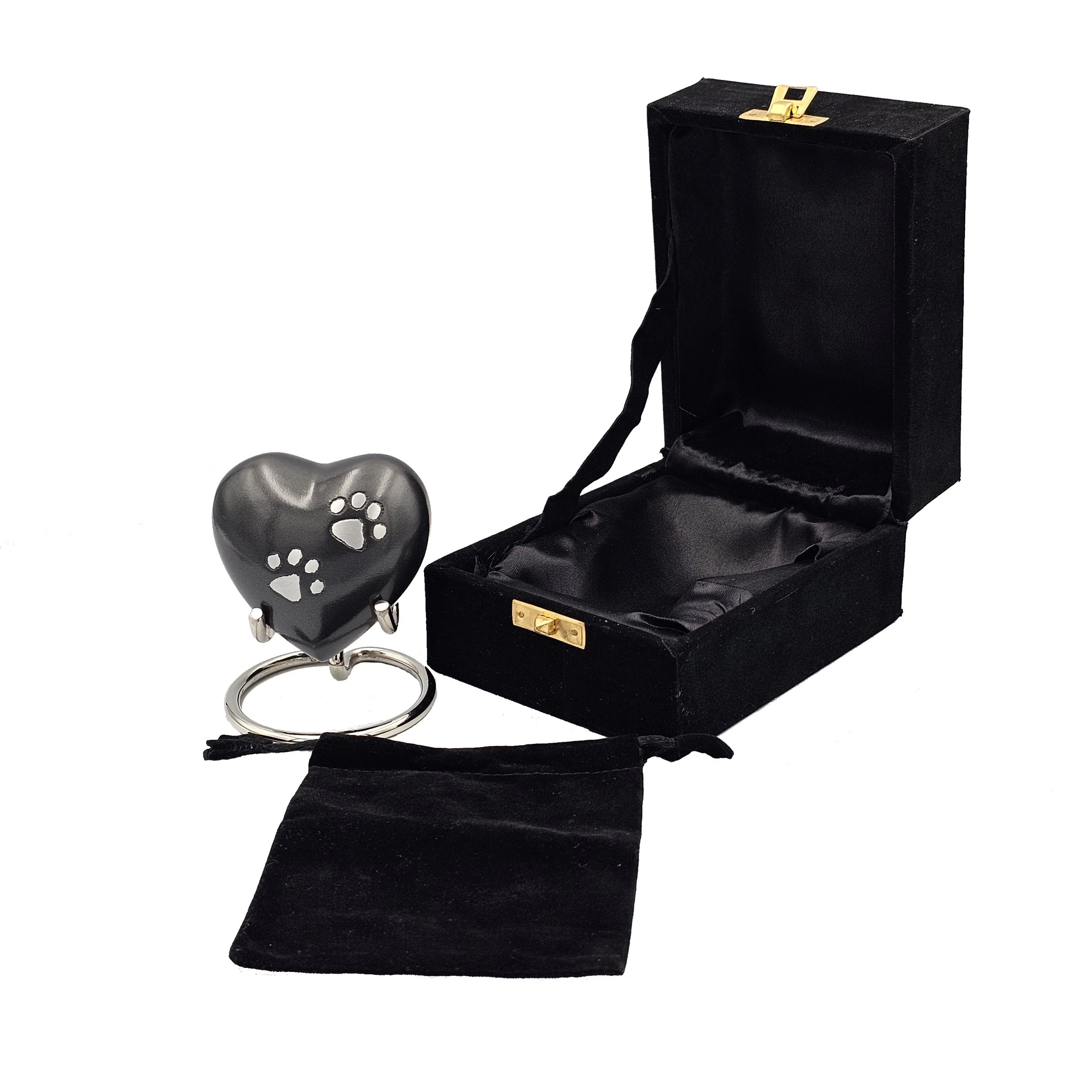 Mini grey Heart Paw Print Keepsake Urn