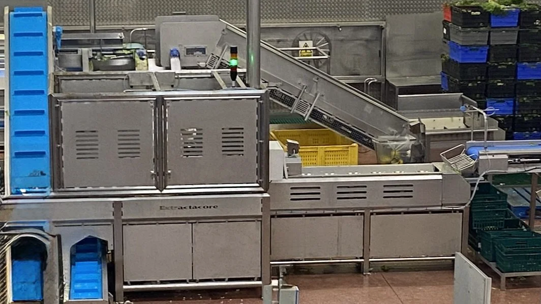 The Extractacore® robotic de-coring cell in use in a processing facility
