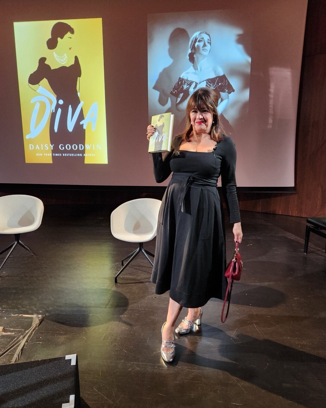Big Night at the V&amp;A - launching #DivaTheBook . A full house and a spirited discussion with Rupert Christiansen about the merits of Maria Callas- @V&amp;A @jasperconranlondon for the dress