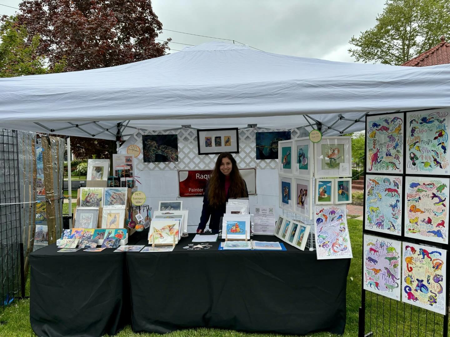 Out in Westwood, even in the cold and wet. Thanks to everyone who&rsquo;s coming out! Stop by if you don&rsquo;t mind the rain, I&rsquo;ll be here for a few more hours ❤️
.
#shopsmall #nyartist #westwoodnj #craftfair #wildlifeartist