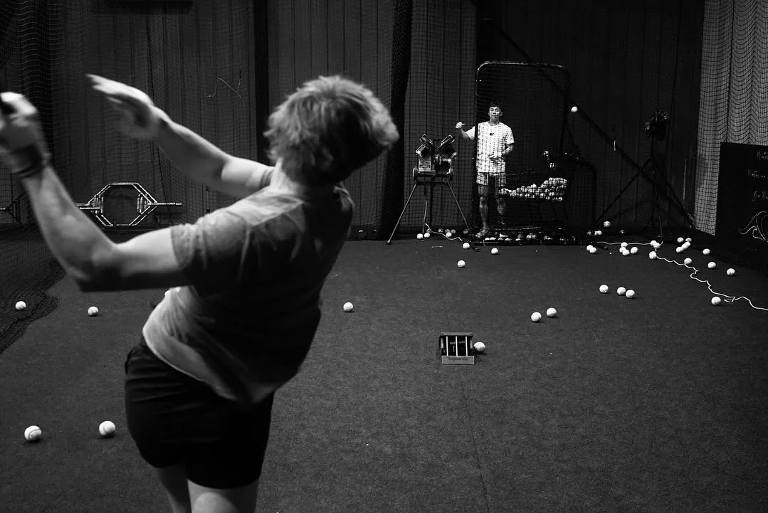 High school hitter using Rapsodo technology for exit velocity training in Castle Rock.