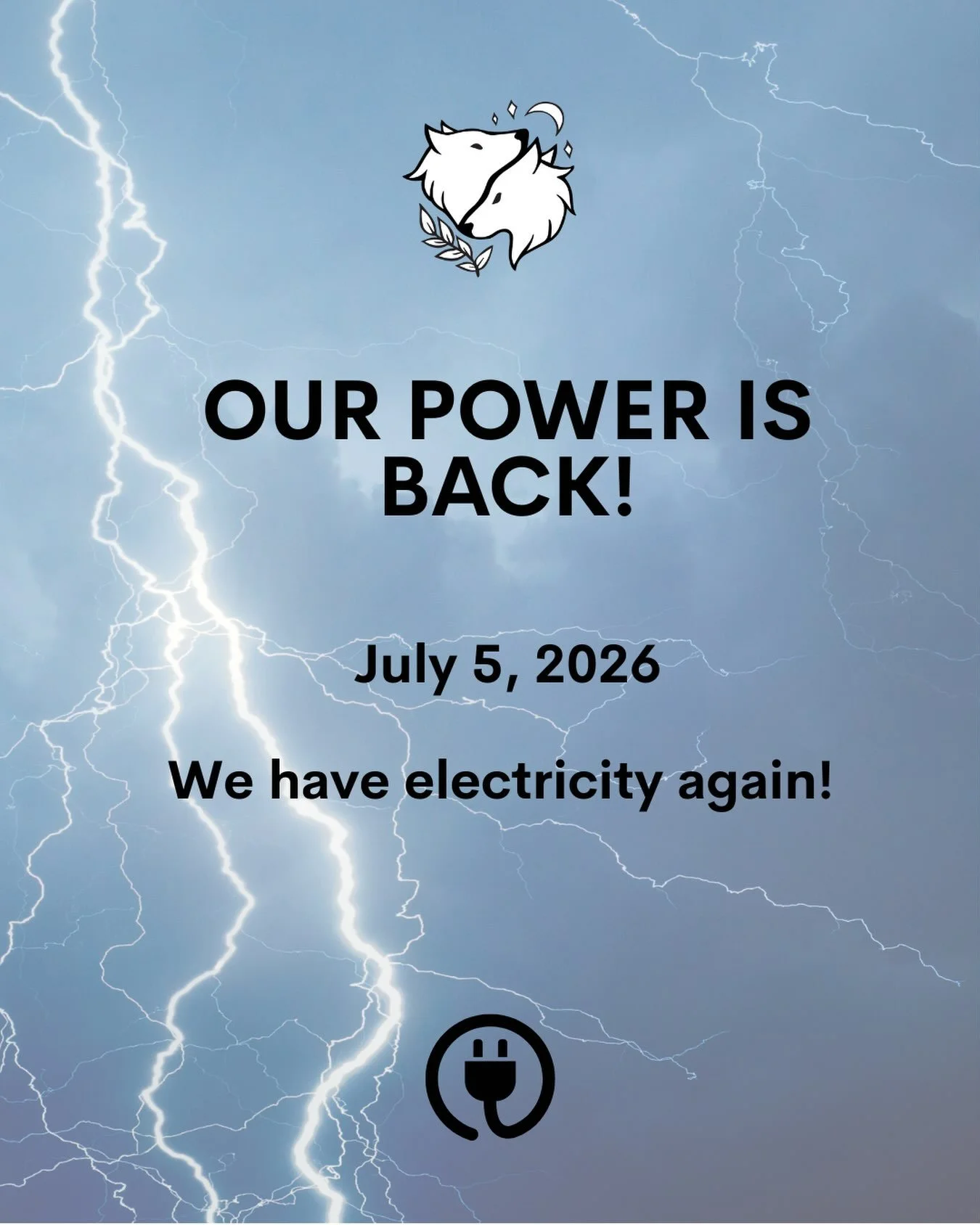 Electricity is back on! Woo hoo!