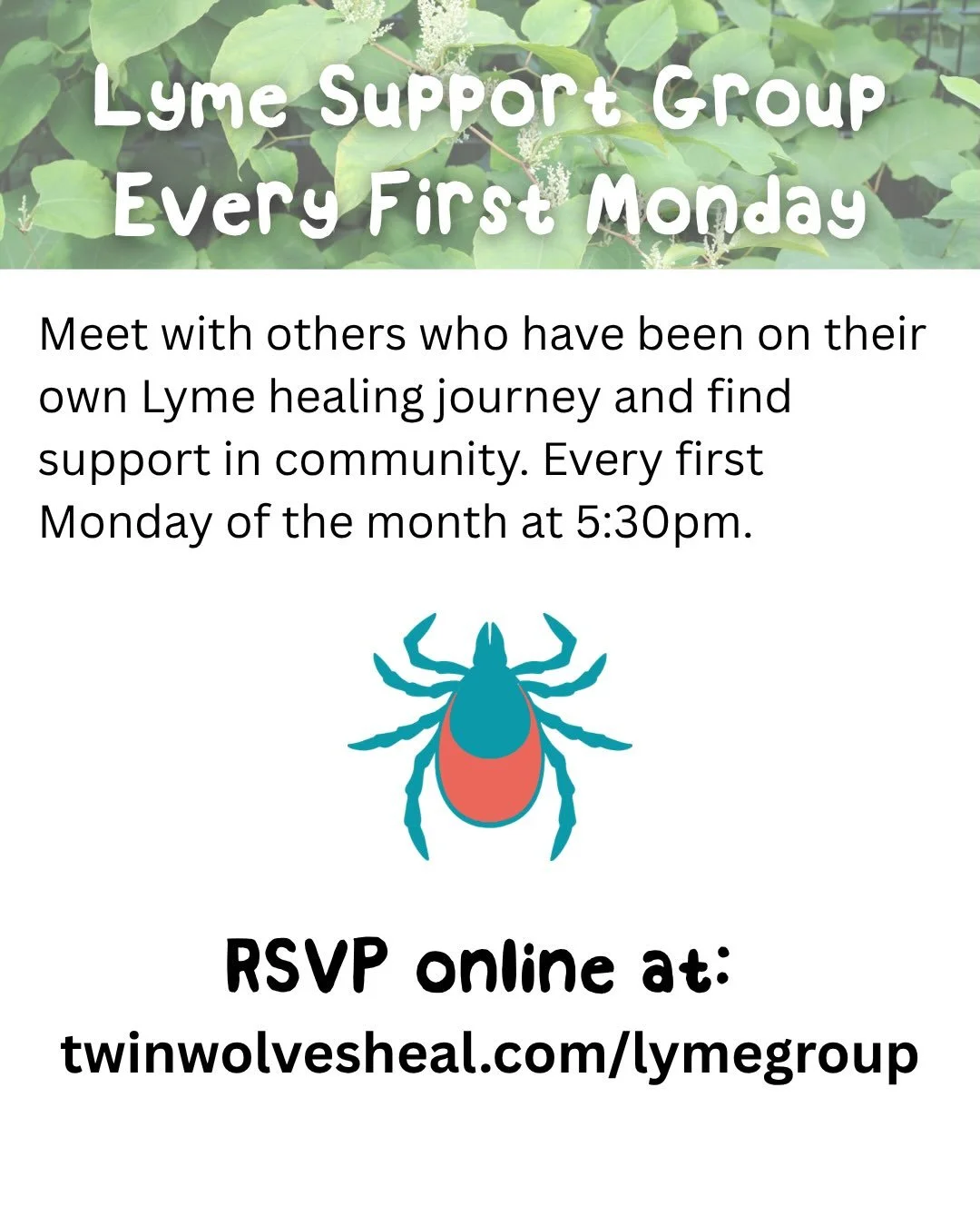 Tonight, Monday Aug 3 at 5:30PM, is our second Lyme Support Group. Join us to find support in community. Tomorrow, Tuesday Aug 3 from 11am - 4pm, you can book short, walk-in herbal sessions with clinical herbalist Court Conwell where you&rsquo;ll rec