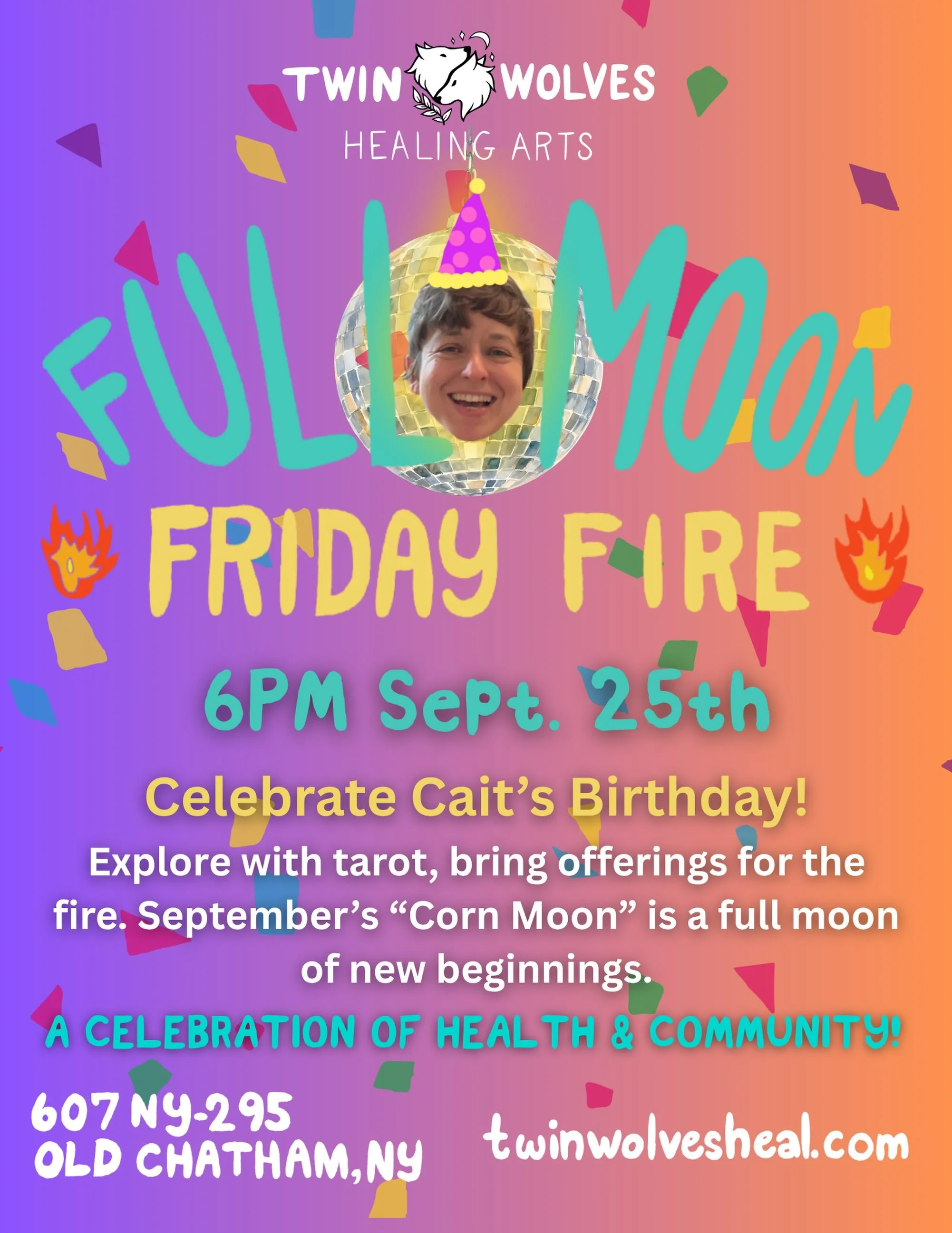 This is your official invitation to join us in celebrating Cait&rsquo;s 42nd Birthday on Friday, September 25th. Cait&rsquo;s actual birthday is the 6th, but the celebration coincides with our full moon fire. We&rsquo;ll have a fun array of tarot car