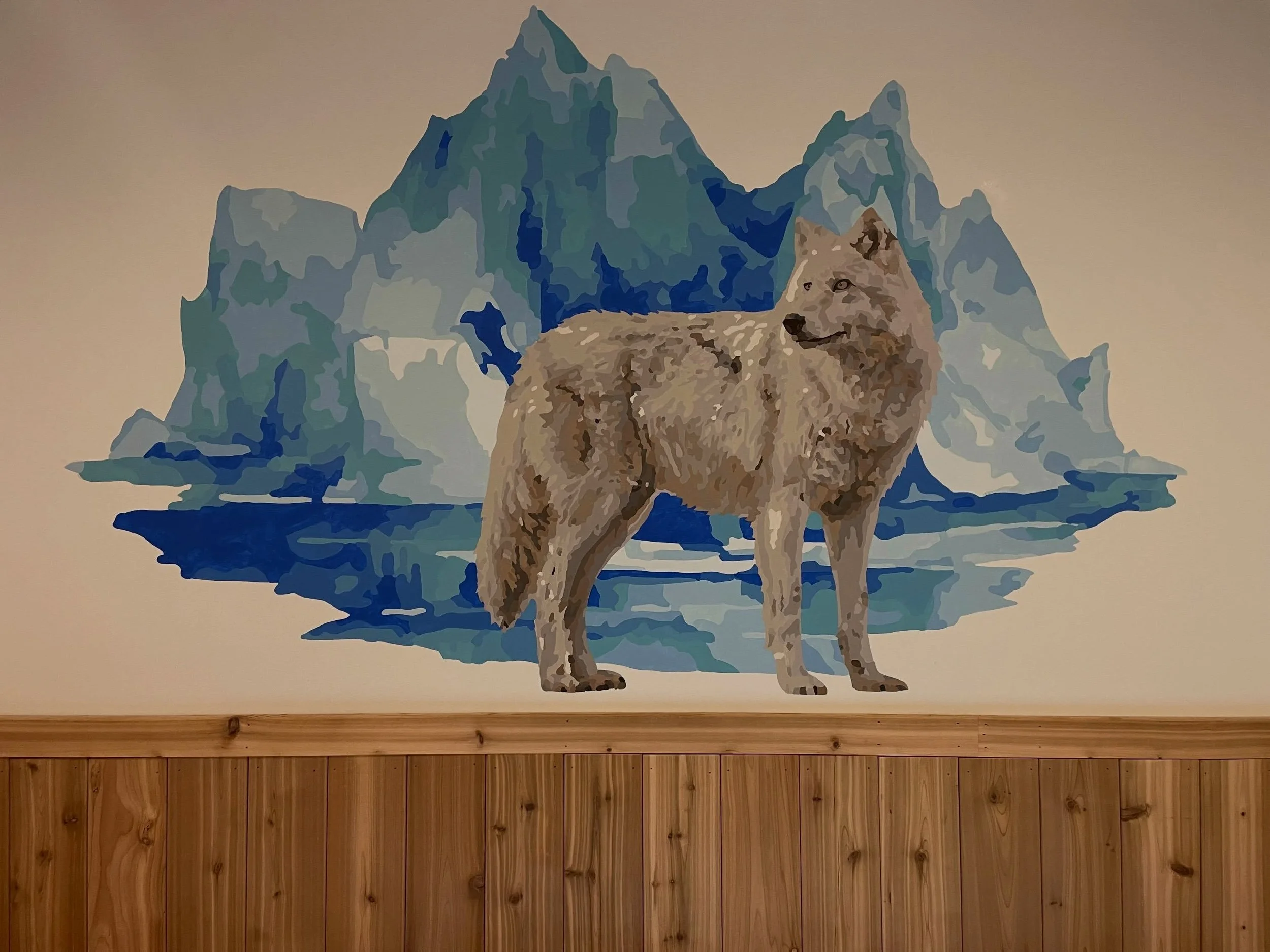 New Mural Alert!🚨 The cold plunge room just got cooler! An arctic wolf and an ice berg to help you frame your experience. The strength of the cold plunger, reaching new heights! 🐺 🌕 🧊 🥶
