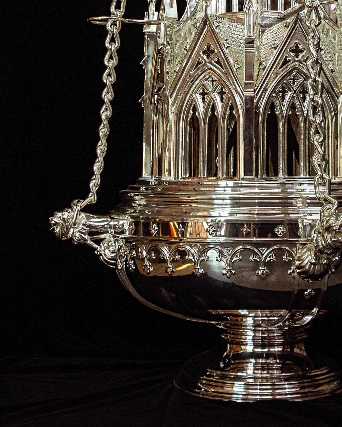 The Great Censer we have been honored to design and produce as a completely bespoke, ex novo composition, is soon to debut as the tallest liturgical censer in the world. Crafted in a neogothic style, this censer surpasses the censers of Cava de Tirre
