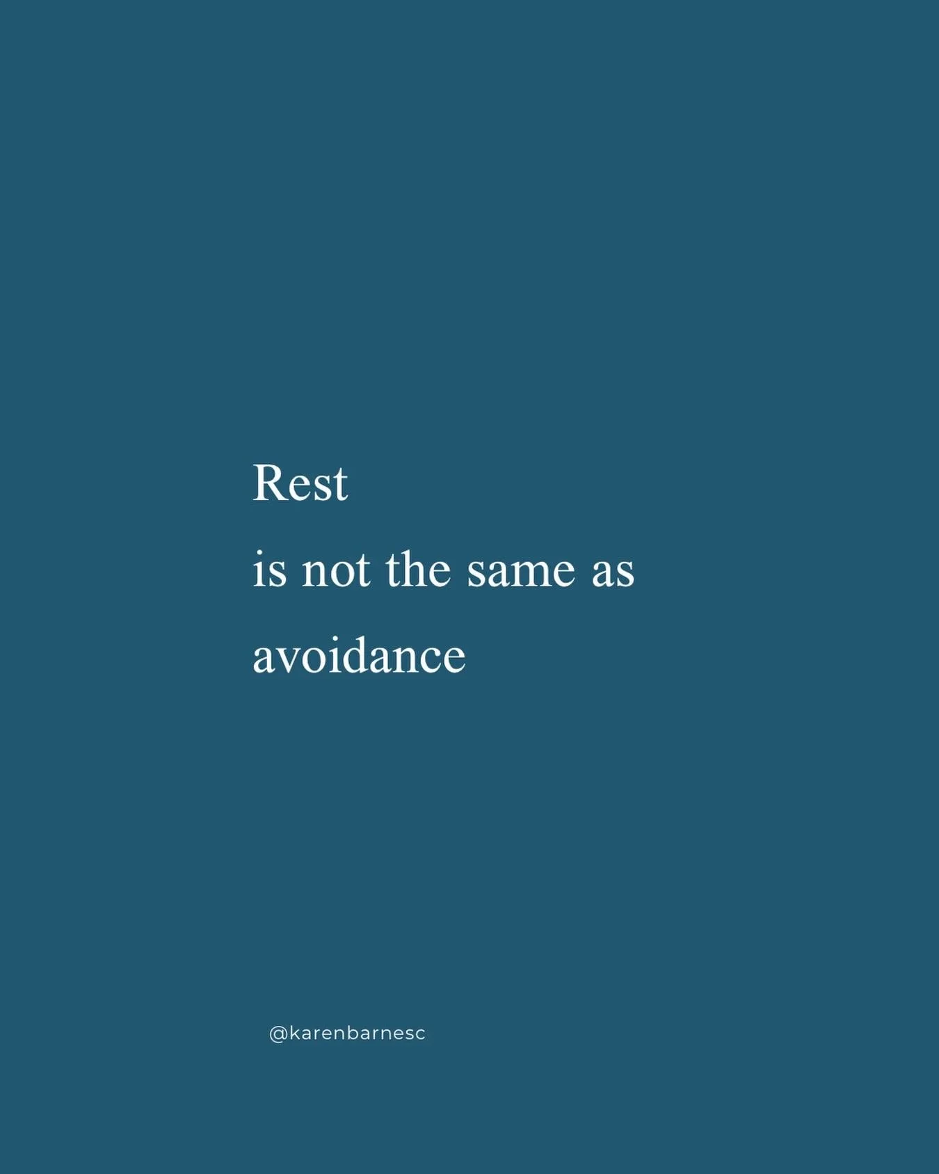 Rest is restorative.

It helps you reconnect with yourself, your body, your clarity, your energy, and eventually your capacity to re-engage with life again.

Avoidance is protective.

It&rsquo;s usually an attempt to escape discomfort, fear, overwhel