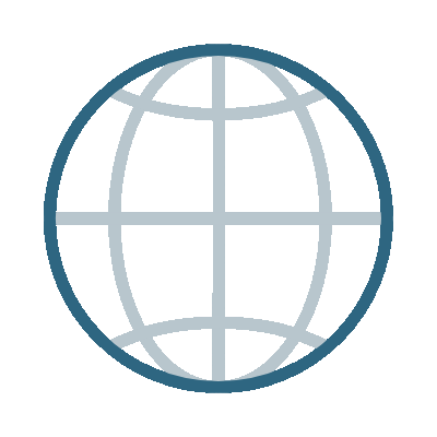 Illustrated globe symbol, representing universalism, compassion, and global connection.